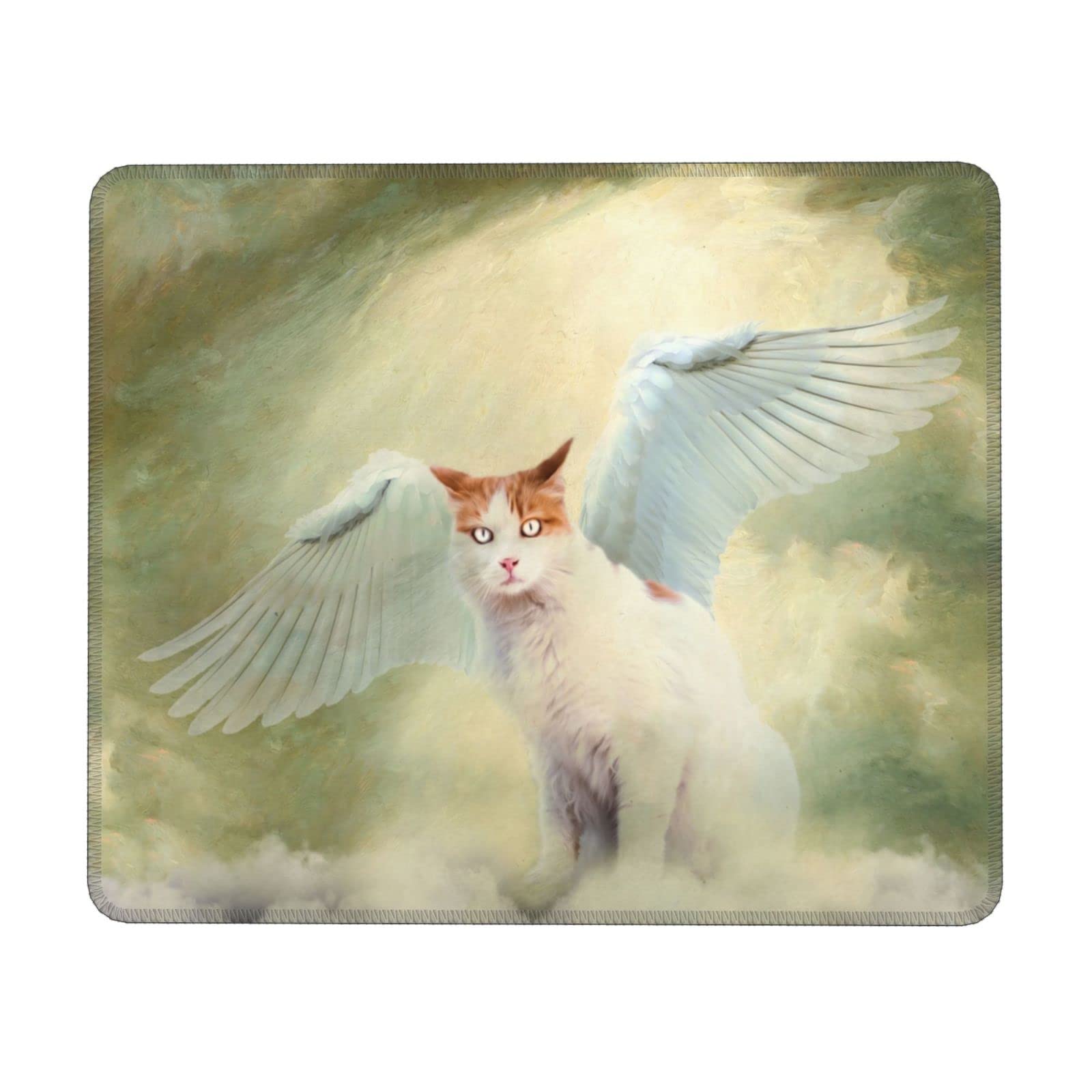Angel Wing Cat Mouse Pad - Non-Slip Cute Kitten Design Gaming Mouse Pad for Laptop & Office Computer (7.9