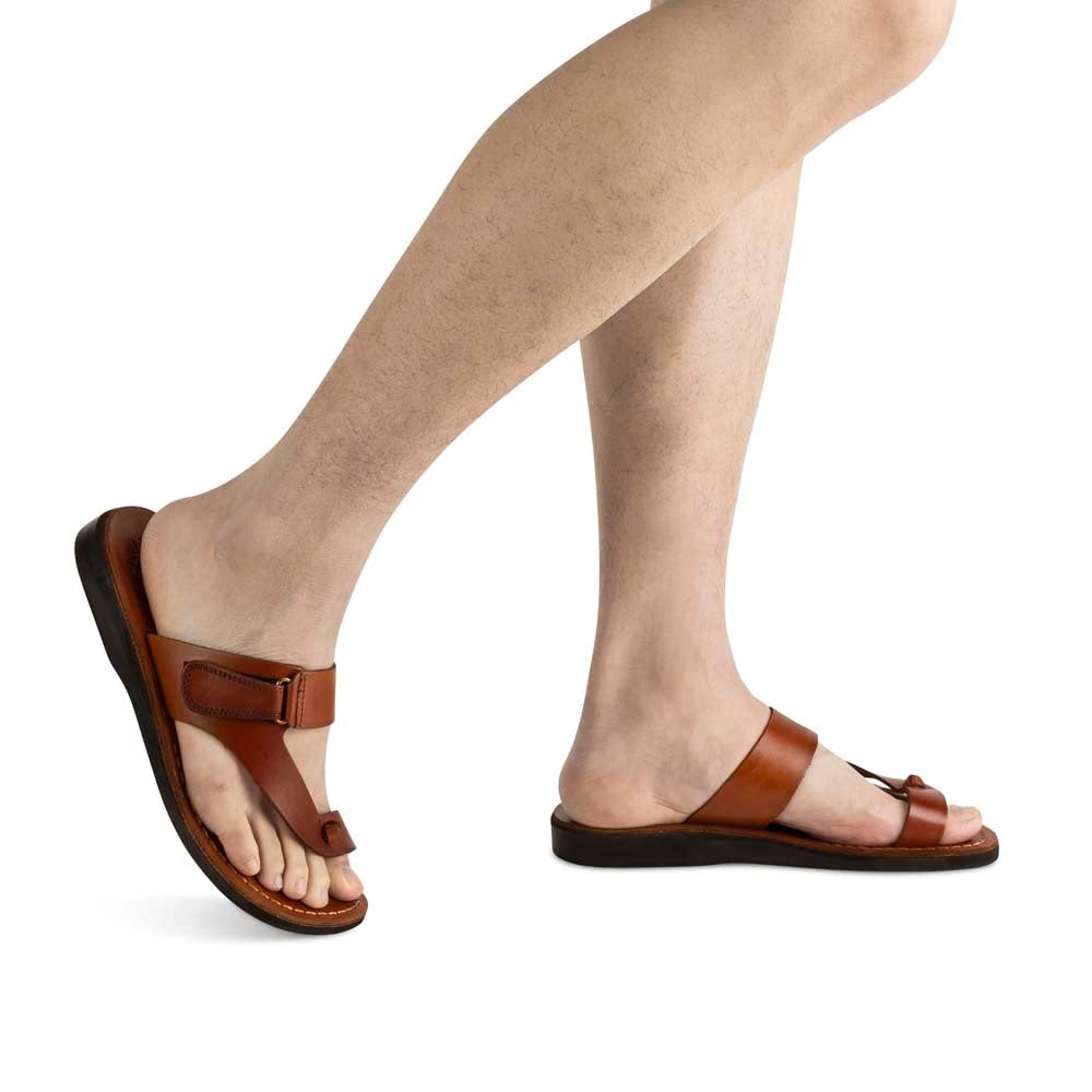 Rafael Men's Leather Sandals with Adjustable Velcro Strap - Comfortable & Stylish for Summer, Beach, and Casual Wear