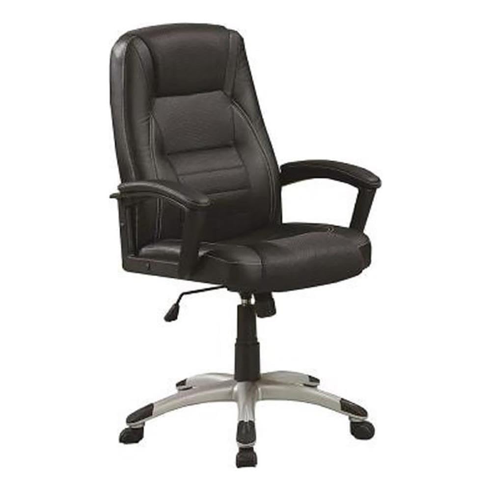 BOWERY HILL Modern Ergonomic Faux Leather & Metal Swivel Office Chair - Black - Adjustable Height Executive Desk Chair for Home Office, Conference Room & Workstation