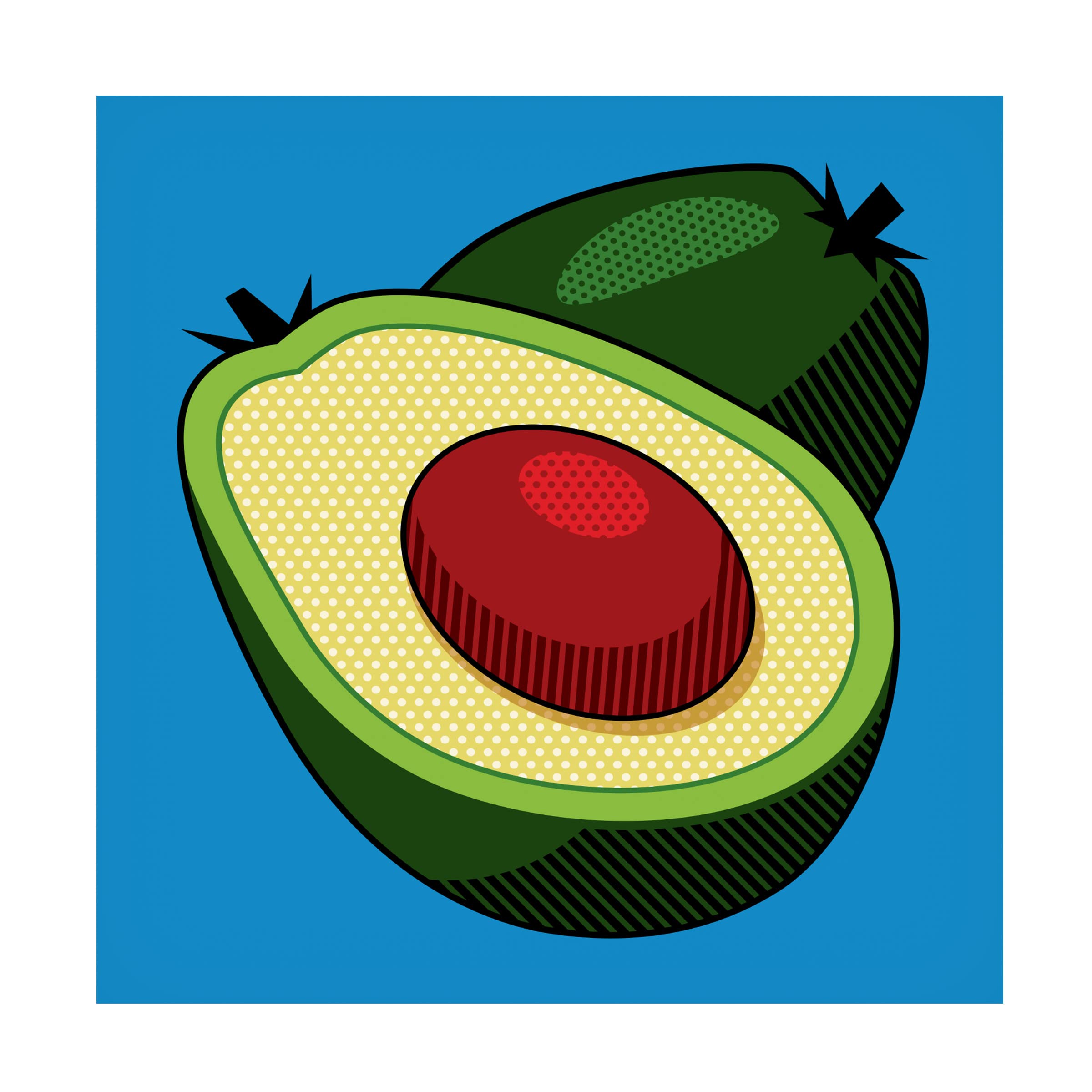 Trademark Fine Art 'Avocado On Blue' Canvas Wall Art Print by Ron Magnes - Modern Kitchen Decor & Dining Room Wall Art for Home Decor