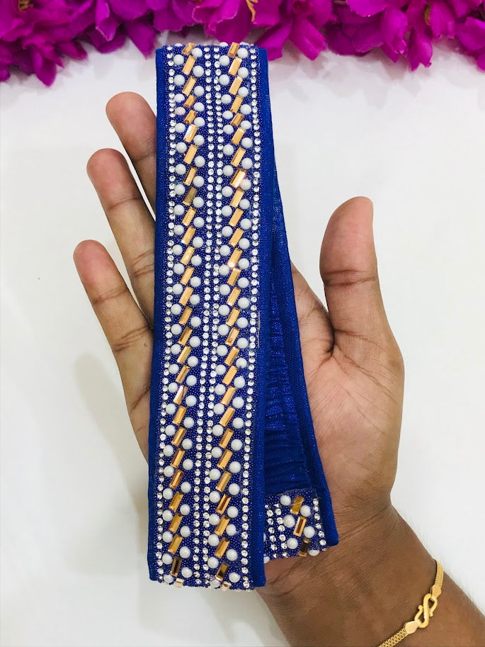 Elegant Blue Saree Hip Belt with Stone Embellishments - Perfect for Indian Weddings, Festivals & Special Occasions