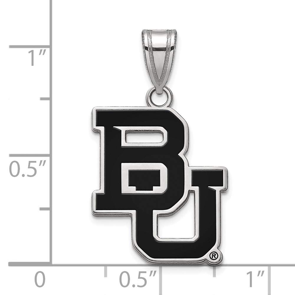 BU Enamel Pendant Necklace - Sterling Silver Baylor University Black Bow Charm Jewelry for Women | Perfect for Gifts, Graduation & School Spirit