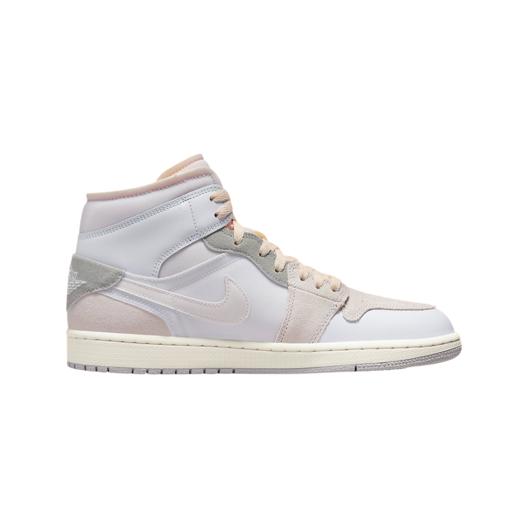 Air Jordan 1 Mid SE Craft Inside Out Sneakers - White/Phantom Grey/Sail Orange Colorway | Basketball Shoes for Men & Women | Perfect for Streetwear & Casual Wear