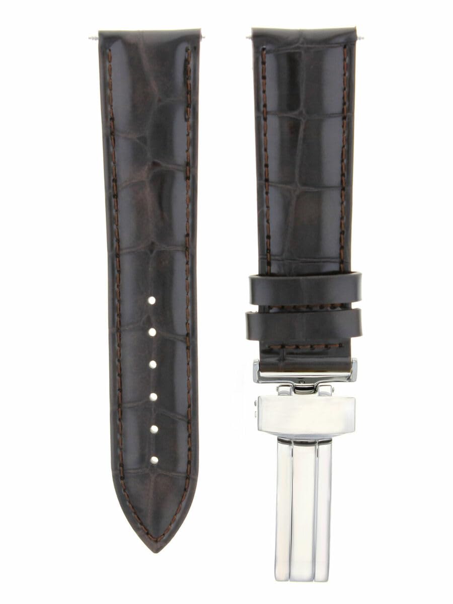 19mm Genuine Leather Watch Band Strap - Compatible with Montblanc Watches - Dark Brown Replacement Strap with Deployment Clasp | Luxury Watch Accessories for Men & Women | Business, Formal & Casual Wear