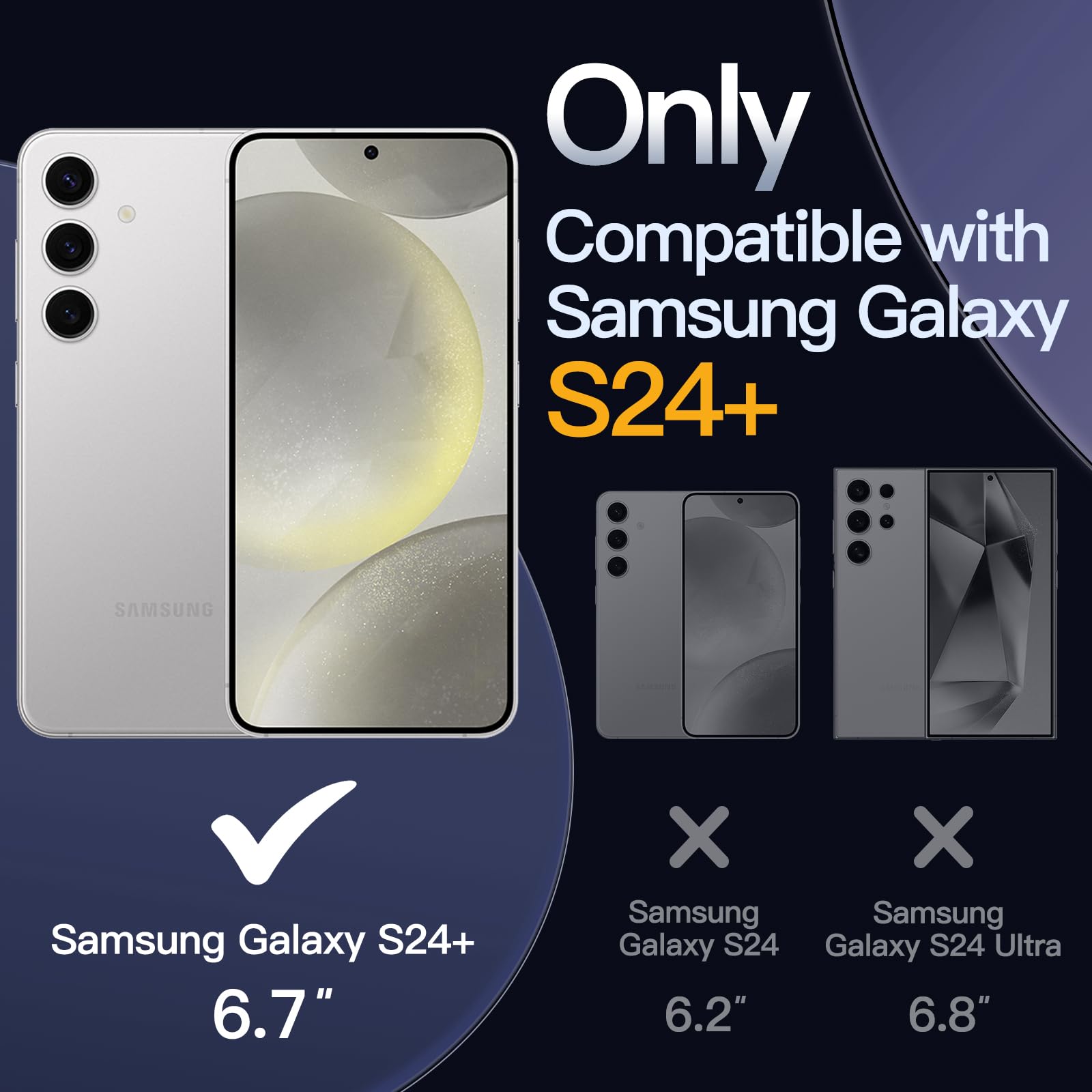 JETech 5-in-1 Protective Case for Samsung Galaxy S24+ 5G - Clear Shockproof Bumper Cover with 2-Pack Tempered Glass Screen Protector & Camera Lens Protector | Non-Yellowing, Durable Protection for Work, Travel & Outdoor Activities