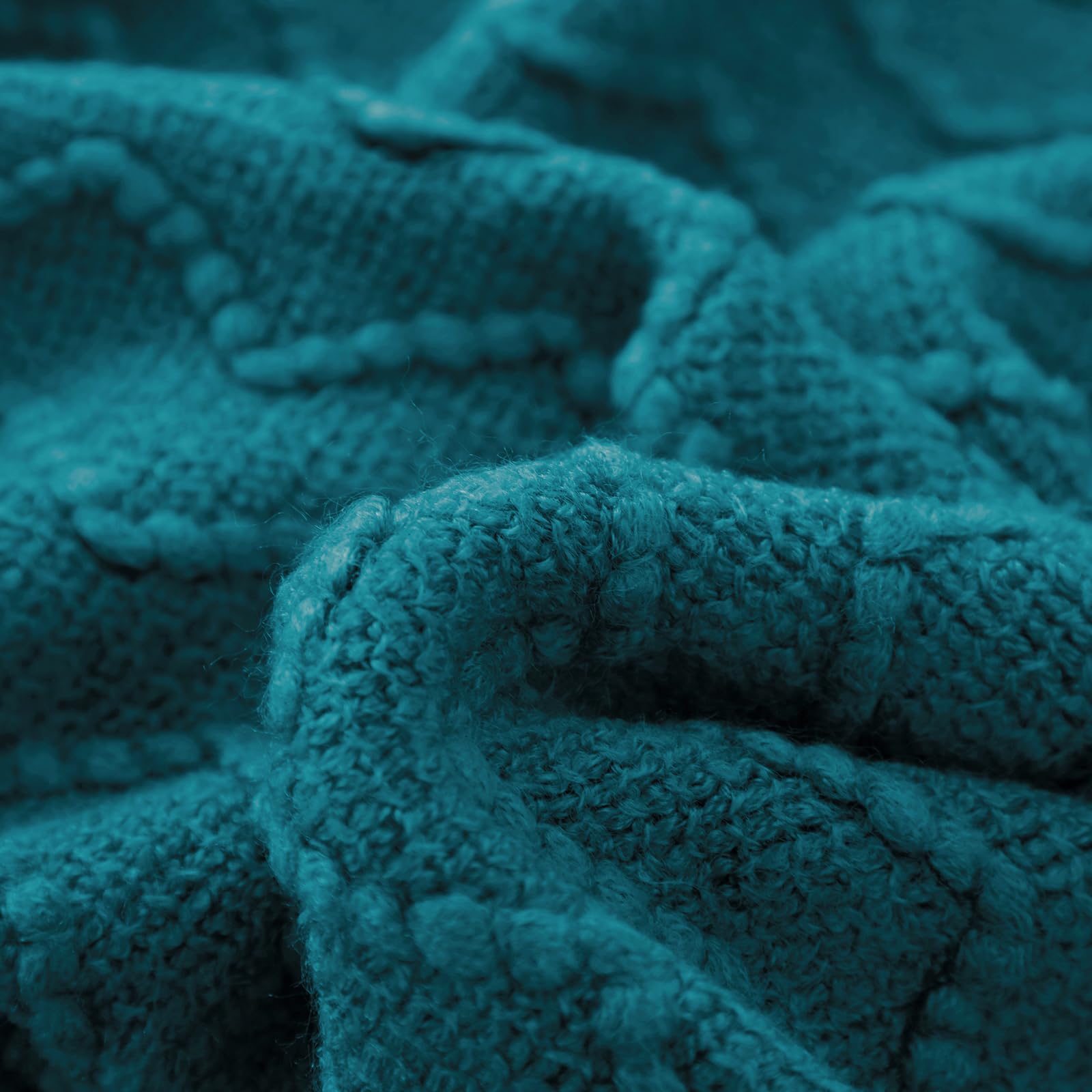 BOURINA Teal Knitted Throw Blanket 50x90 Inches - Ultra Soft Textured Solid Blanket for Sofa, Couch & Bed - Cozy Decorative Cover for Living Room, Bedroom & Travel