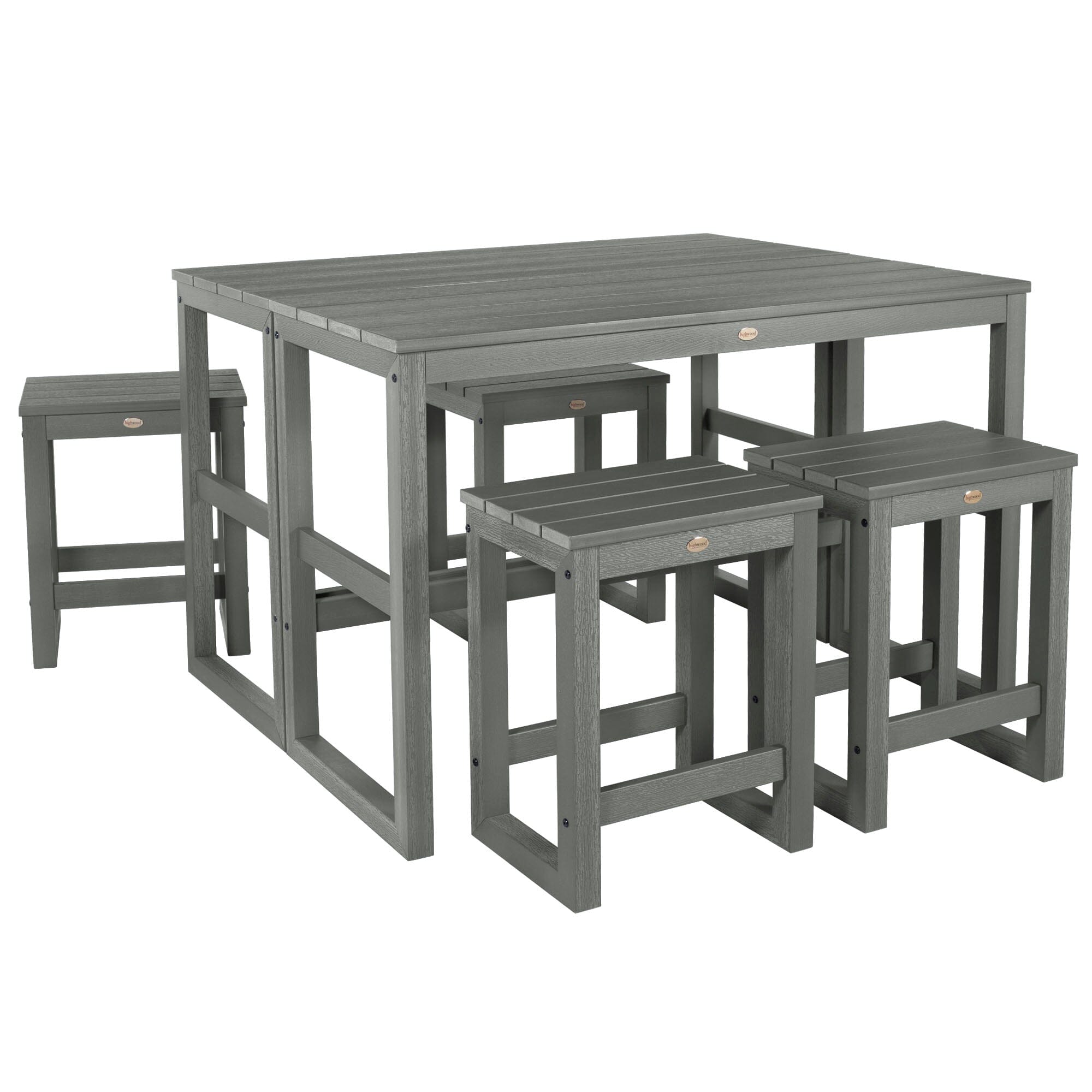 Modern Monroe Counter Height Balcony Dining Set - 6-Piece Outdoor Patio Furniture for Small Spaces, Bistro, Garden, and Apartment Use