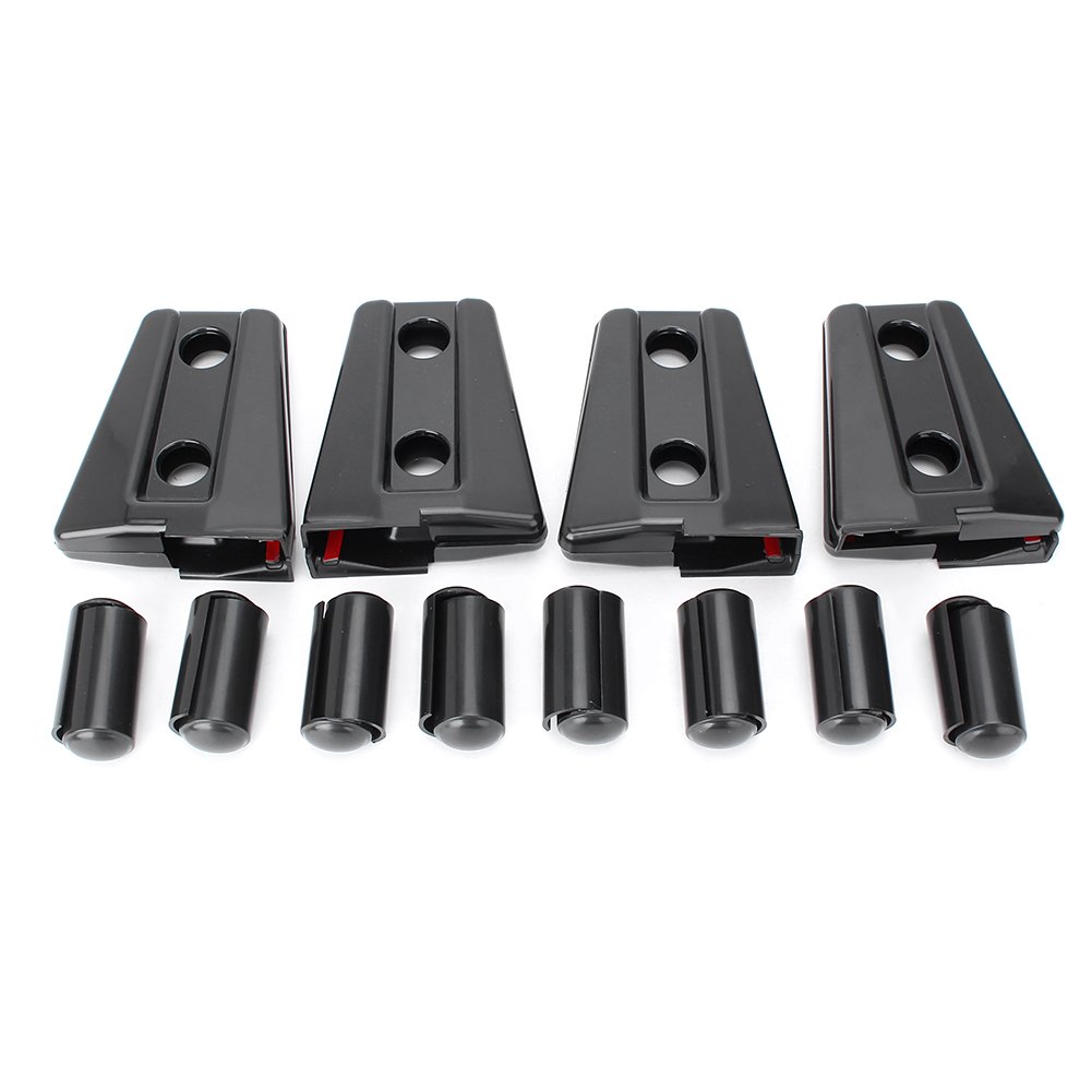 GZYF Auto Black Door Hinge Covers Protector Trim for Jeep Wrangler JK 4 Door 2007-2017 - Exterior Accessories for Off-Road Protection & Style Enhancement