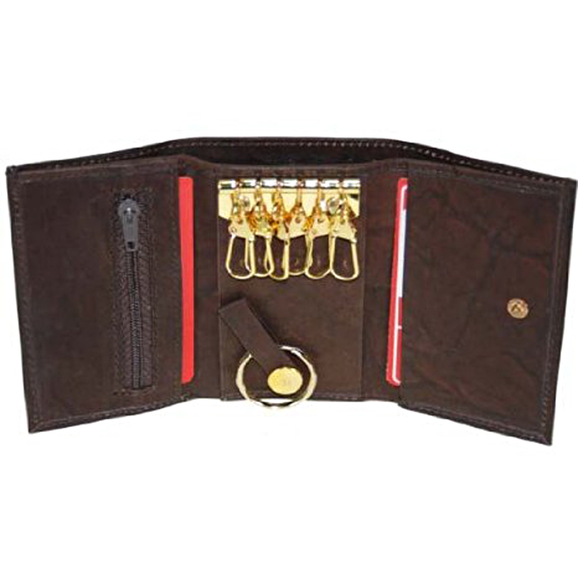 MARSHAL Genuine Leather Key Chain Holder - Brown Leather Wallet for Men - Perfect for Organizing Keys, Cards & Cash - Ideal for Everyday Carry, Travel & Gifts