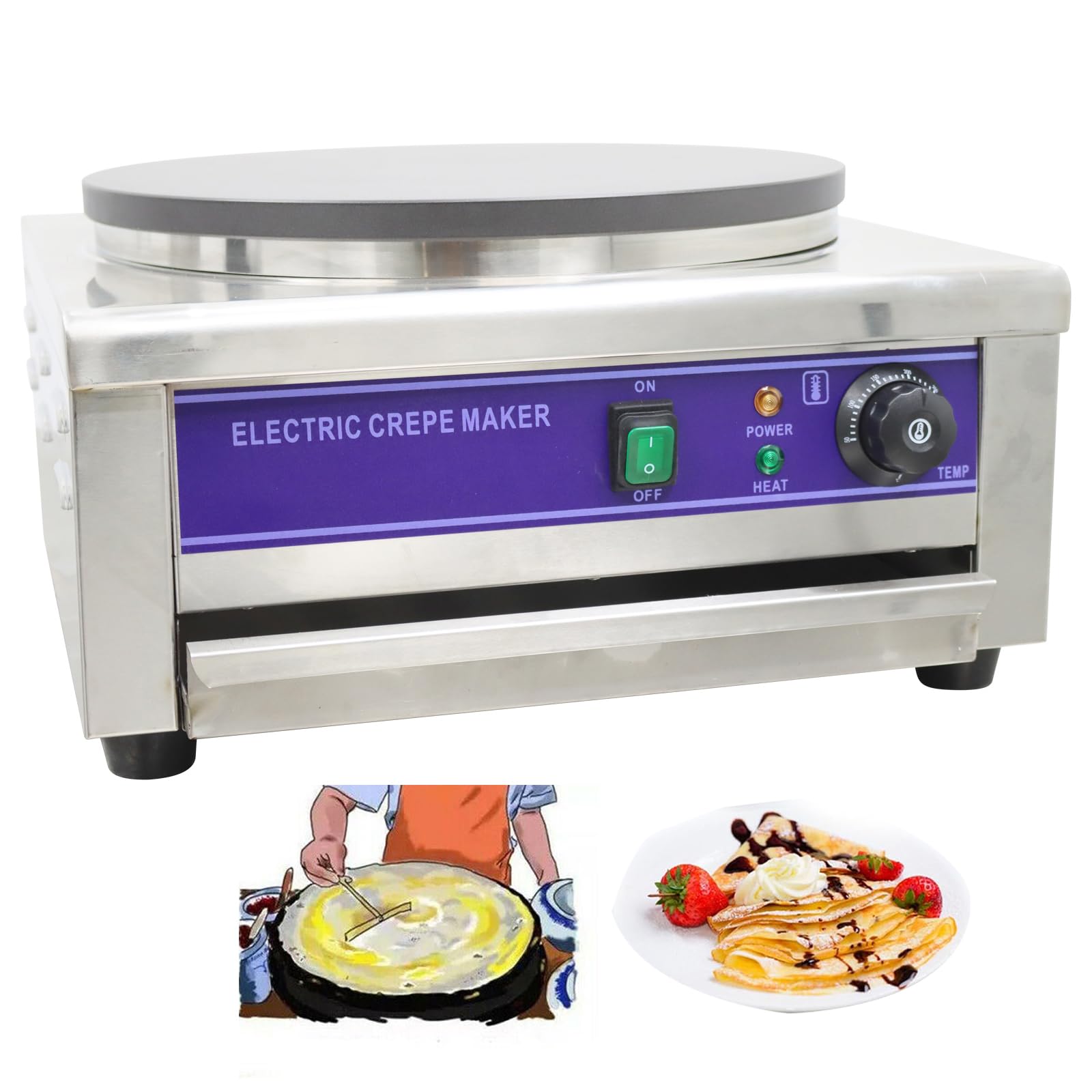 INTBUYING Commercial Electric Crepe Maker - 16