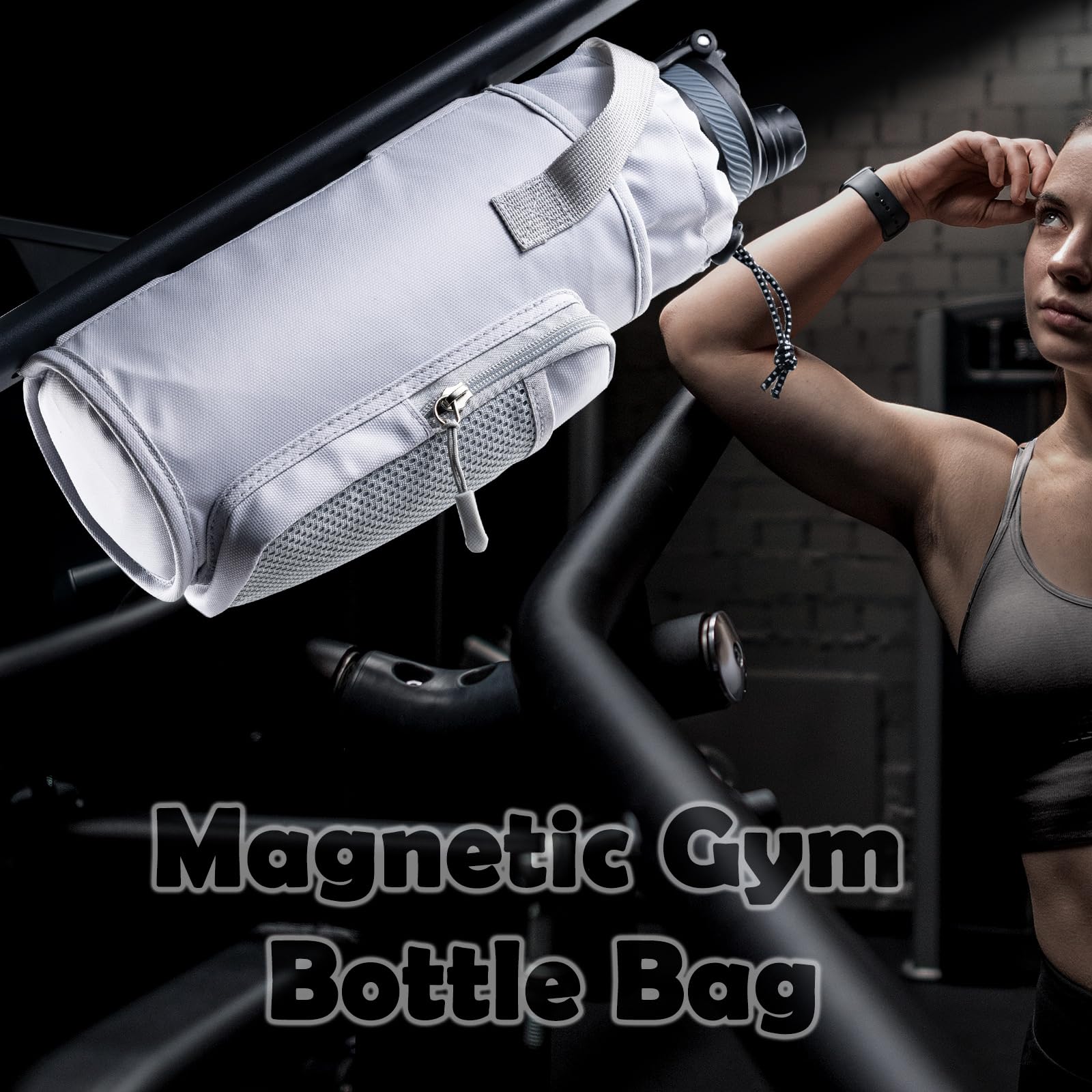Magnetic Gym Bottle Holder with Phone Pocket - Adjustable Water Bottle Sling Bag for Running, Hiking & Workout Essentials - Perfect for Fitness, Outdoor Sports & Travel Accessories