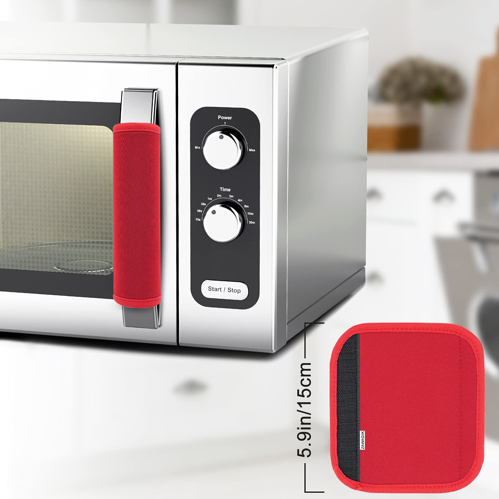 6-Pack Washable Refrigerator Door Handle Covers - Anti-Slip Kitchen Appliance Protector for Fridge, Oven, Microwave & Dishwasher - Prevents Fingerprints & Food Stains (Red) - Perfect for Modern Kitchens & Home Organization
