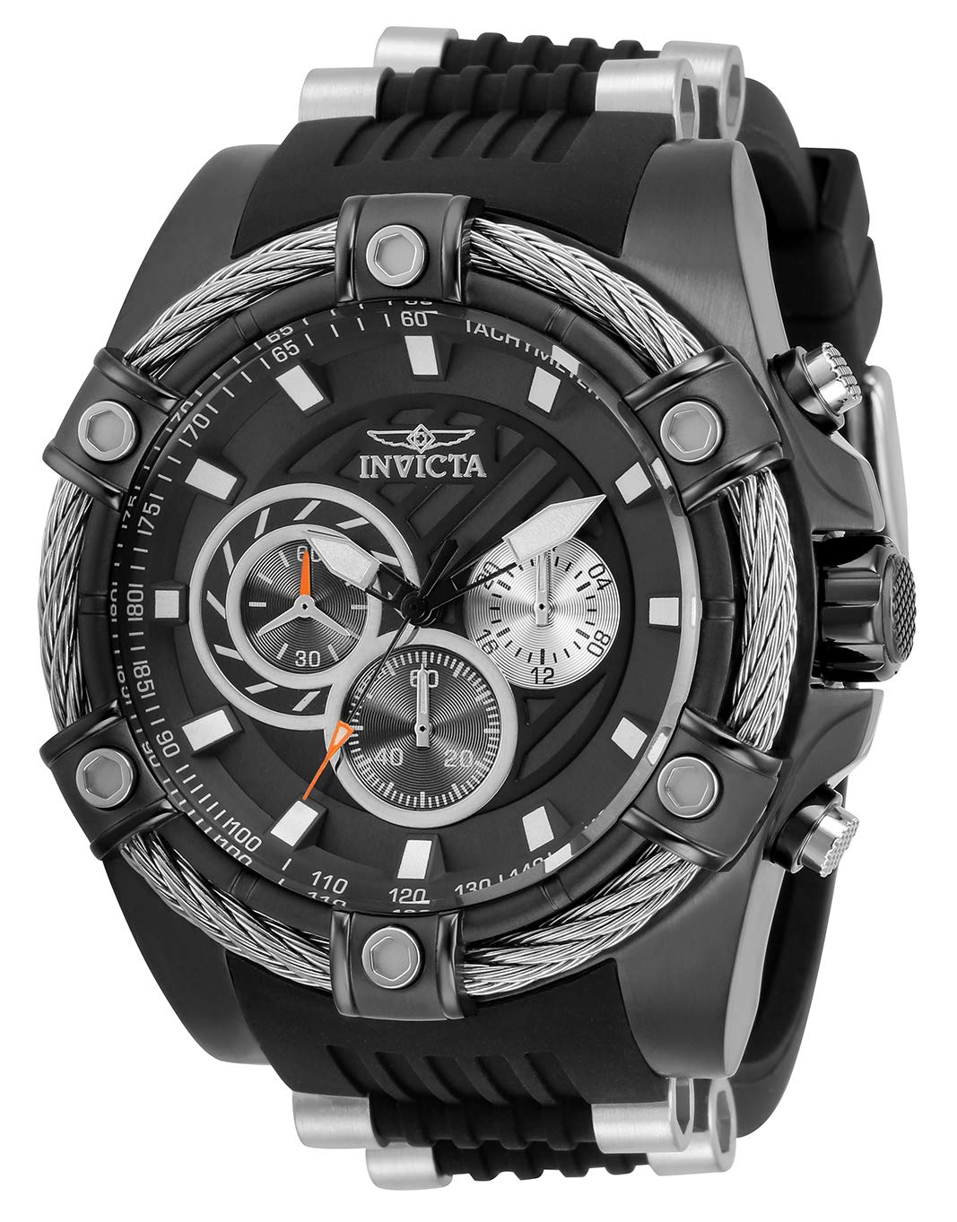 Invicta Men's Bolt Japanese Quartz Watch - Black Stainless Steel & Silicone Strap (Model 32697) - Durable Water-Resistant Watch for Outdoor, Sports & Casual Wear