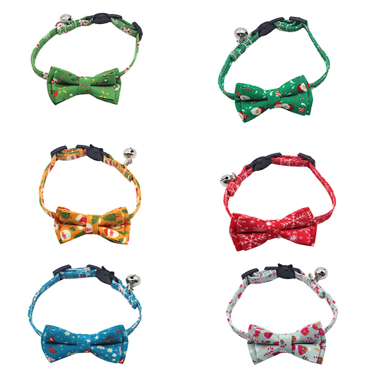 Adjustable Christmas Cat Collar with Bow Tie & Bell - Breakaway Safety Pet Collar for Cats & Small Dogs (Red) - Perfect for Holiday Photos & Festive Pet Parties