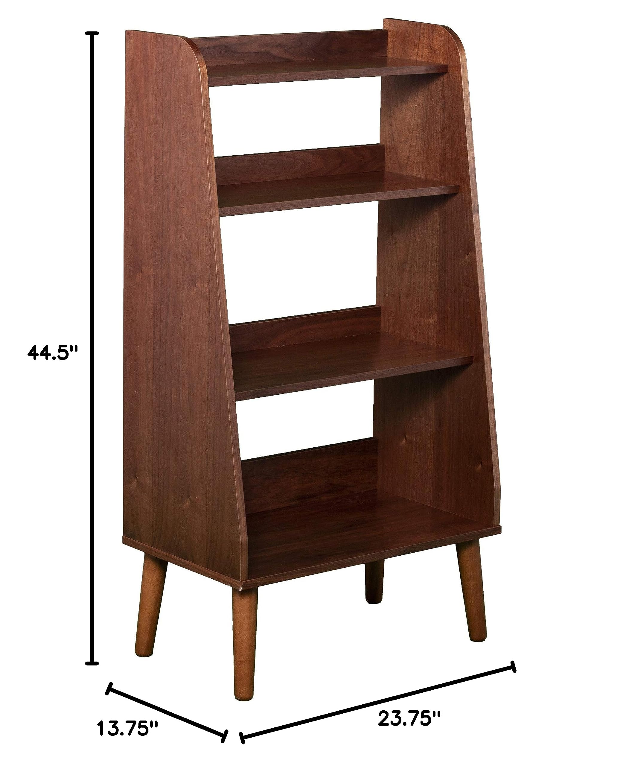 SEI Furniture Berritza Bookcase - Solid Walnut Wood Bookshelf for Living Room, Office & Study | Stylish Storage Solution for Books, Decor & Essentials