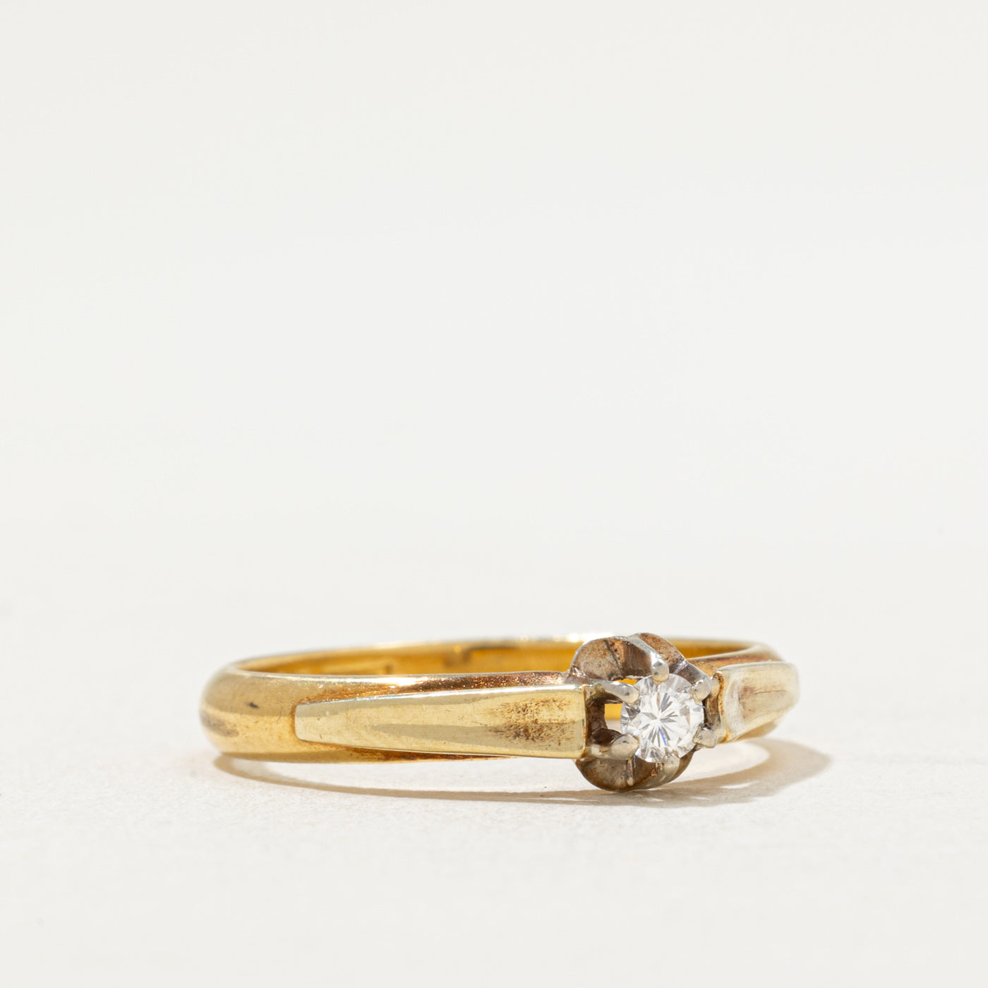 Vintage 21k Yellow Gold Diamond Ring | 0.11ct Natural Diamond | Size 7.75 | Elegant Wedding Band, Anniversary Gift for Her | Perfect for Engagement, Proposal & Special Occasions