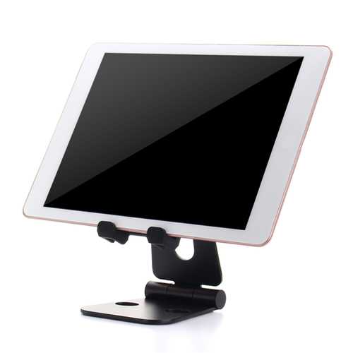Aluminum Double Folding Bracket Stand for Smartphone & Tablet - Adjustable Phone Holder for Desk, Bed, Car - Perfect for Watching Videos, Video Calls & Reading