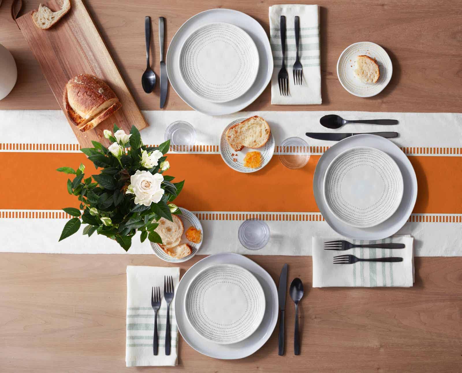Orange Striped Table Runner 36 Inches - Farmhouse Modern Decorative Table Cover for Kitchen, Dining, Coffee Table - Perfect for Holiday, Party, Wedding & Home Decor