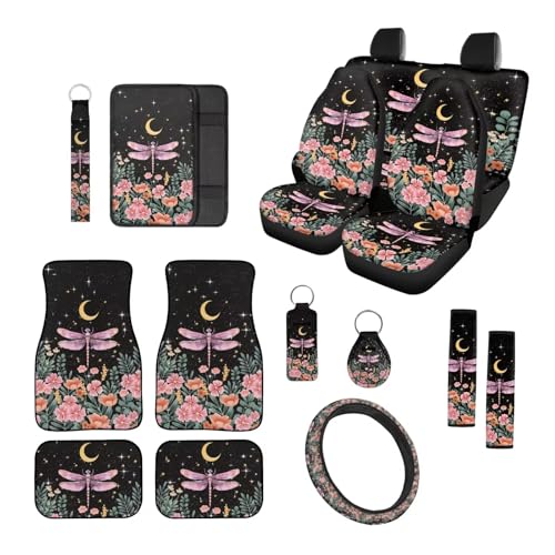 Pink Dragonfly Floral Moon