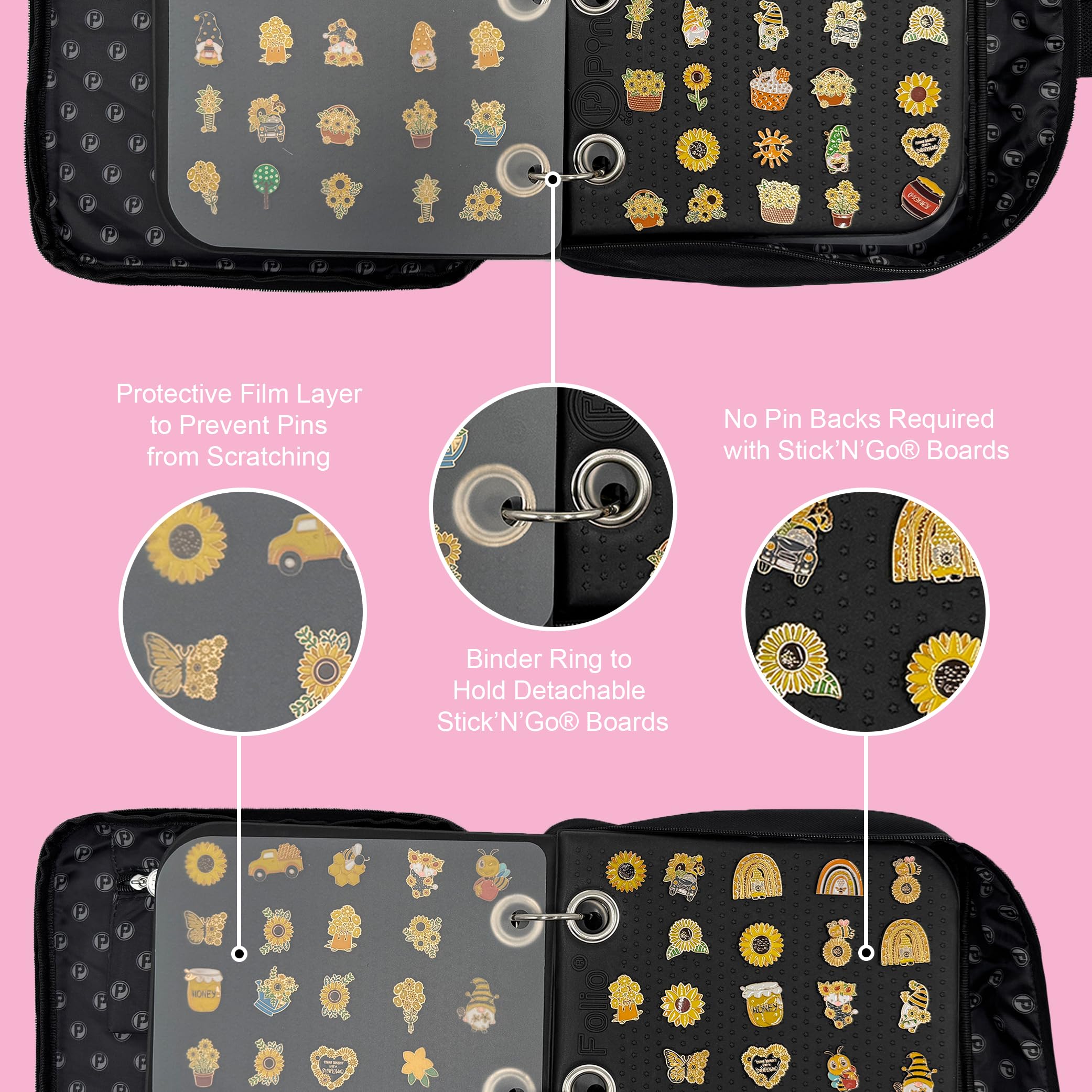 PinFolio ProShow Large Pin Display Bag & Backpack - Holds 750+ 1-Inch Enamel Pins for Collectors & Traders (Pink) - Perfect for Conventions, Disney Trips & Pin Trading Events