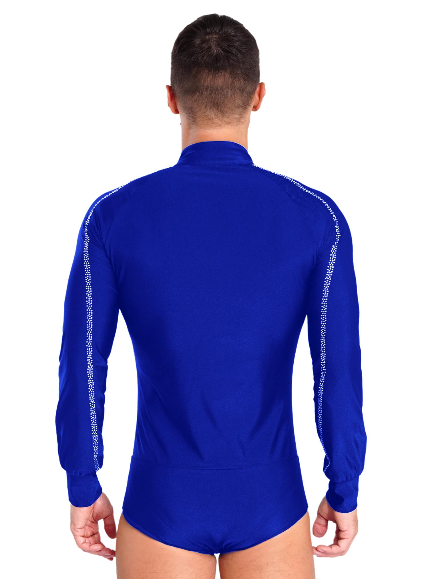 Men's Shiny Latin Tango Dance Shirt - Stretchable Leotard Unitard Bodysuit for Ballroom Dancing | Perfect for Salsa, Tango Performances & Dance Competitions