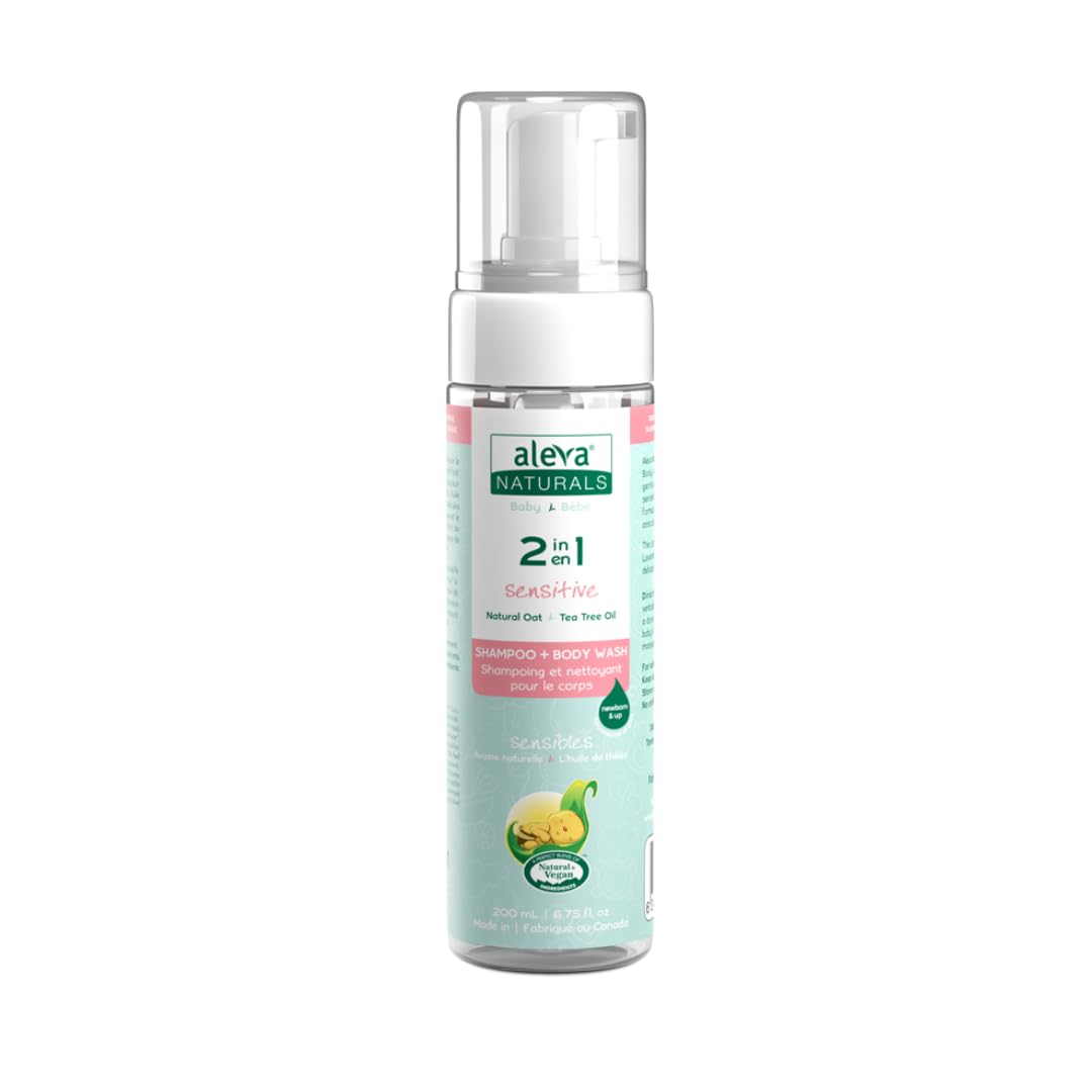 Aleva Naturals Hypoallergenic 2-in-1 Hair & Body Wash with Tea Tree Oil | Gentle Formula for Sensitive Skin | Safe for Newborns & Toddlers | 200ml | Ideal for Baby Bath Time & Daily Care Routine