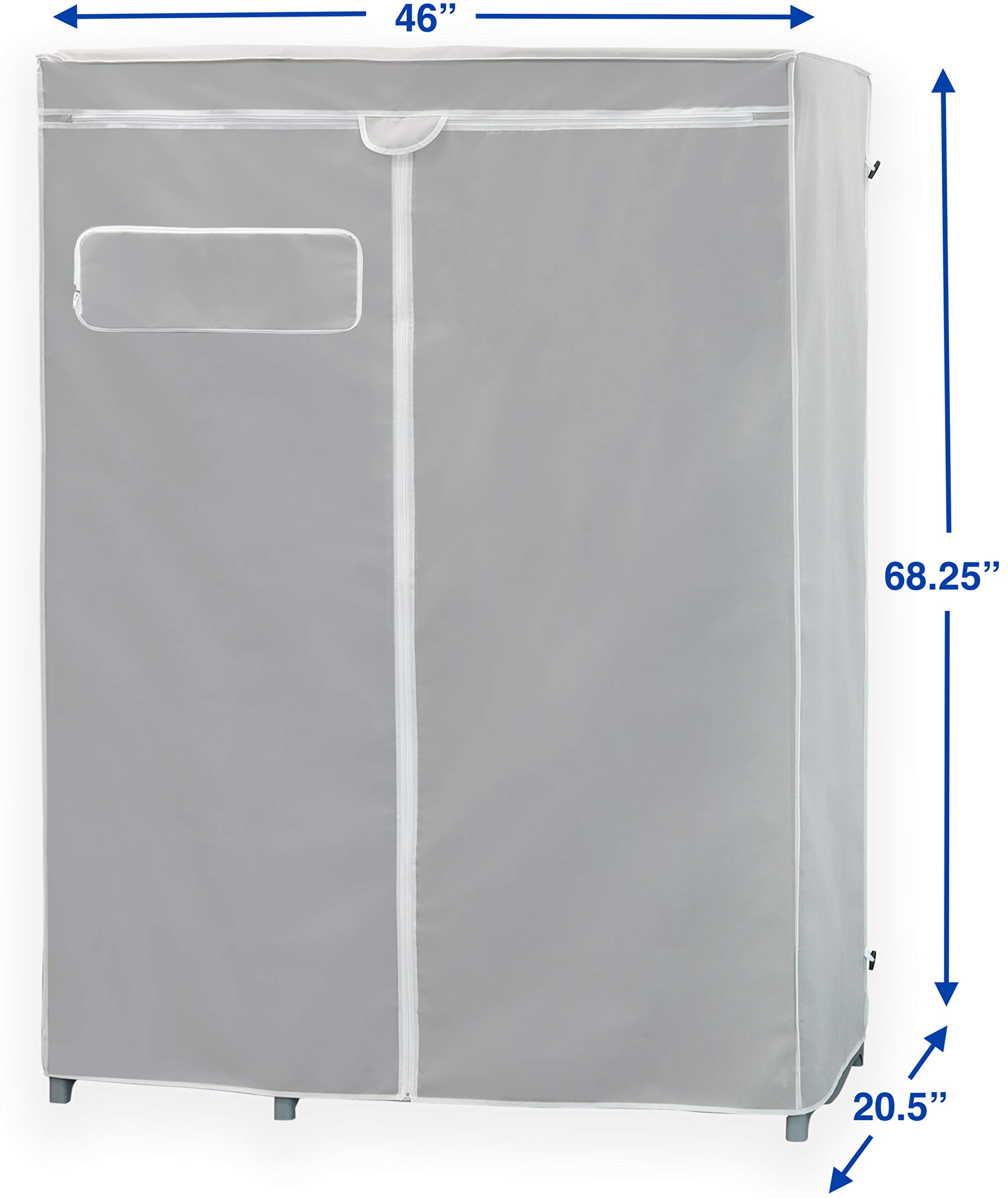 Freestanding Clothes Organizer with Cover - Grey Closet Storage for Bedroom, Closet & Laundry Room | Simple Houseware Garment Rack for Hanging Clothes, Jackets & Accessories
