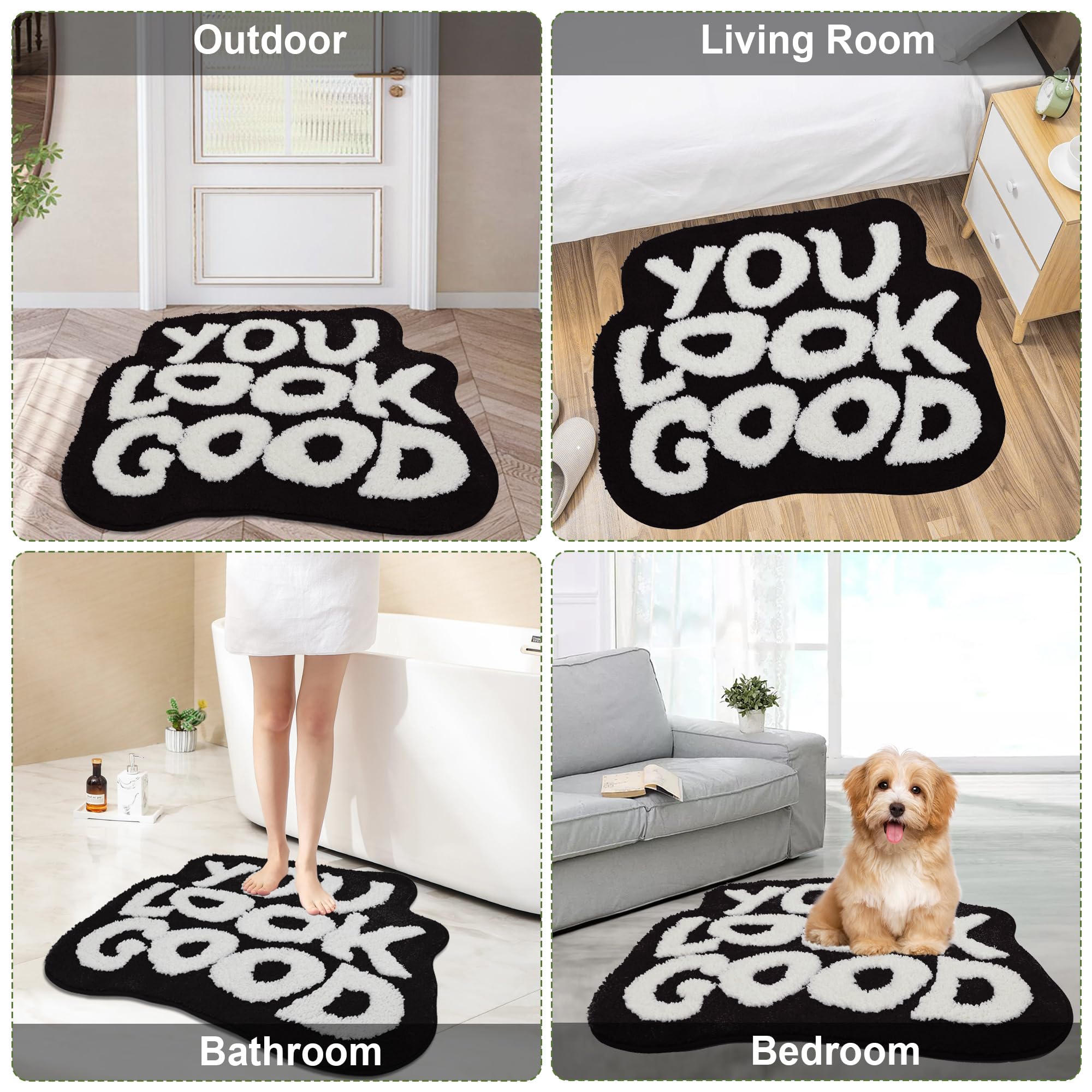 Funny Black and White Bath Mat - Non-Slip Absorbent Bathroom Rug for Bathtub, Shower & Kitchen - Cool Floor Mat Decor for Bathroom, Bedroom & Laundry Room - Perfect Gift for Home & Apartment
