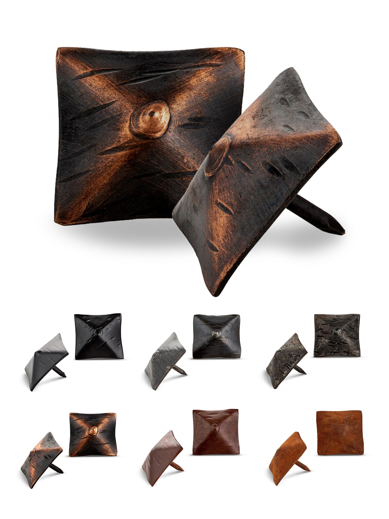 50 Pack 1.25 Inch Large Square Clavos Decorative Nails - Oil Rubbed Bronze Finish - Rustic Square Head Fasteners for Farmhouse Shutters, Faux Wood Beams, Barn Doors & Gates - Ornamental Wood Accent Nails - Perfect for DIY Home Decor, Furniture Restoration and Rustic Interior Design Projects