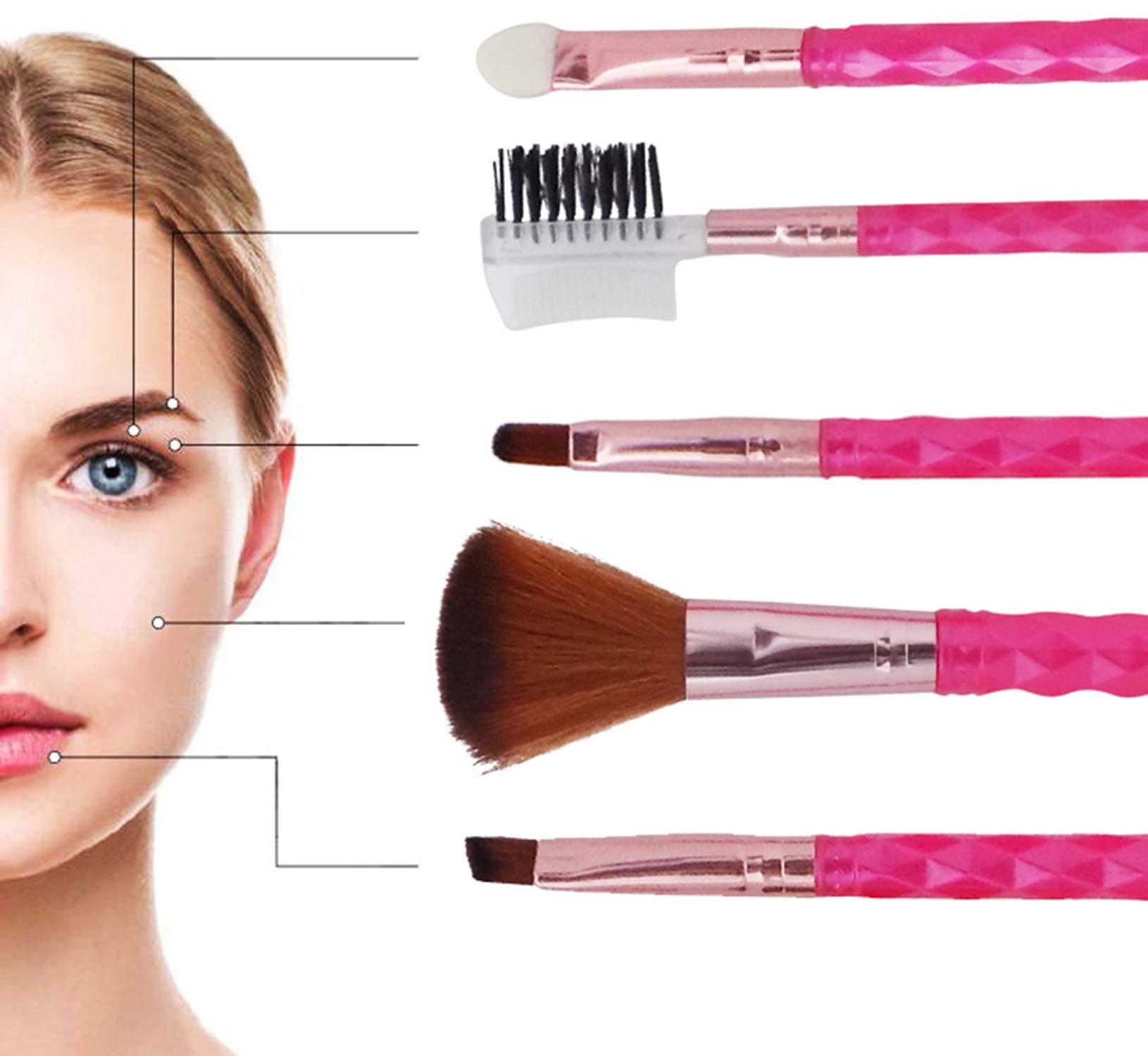 Premium 5-Piece Makeup Brush Set for Women & Girls - Soft Bristles for Flawless Face Makeup - 30g Travel-Friendly Kit | Perfect for Daily Use, Professional Makeup & On-The-Go Touchups
