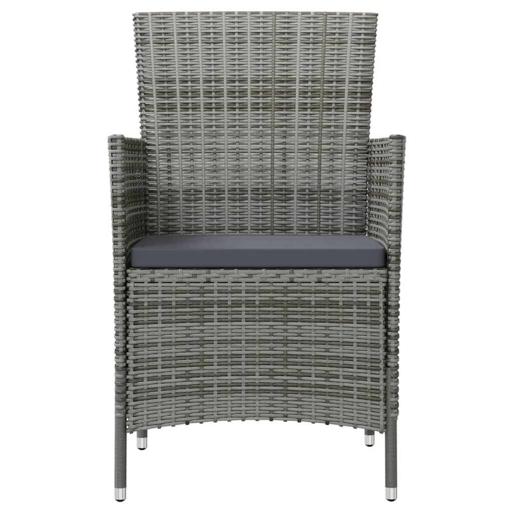 2-Piece Gray Poly Rattan Patio Chairs with Cushions - 24