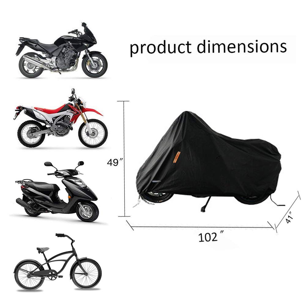 SEAZEN Waterproof Motorcycle Cover - 5-Layer Breathable Fabric for All Weather Protection (Fits Up to 102