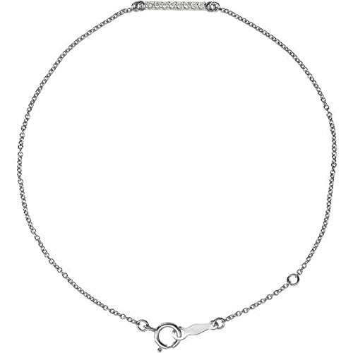 14K Yellow Gold 1/8 CTW Diamond Accent Bar Bracelet for Women - Elegant Stackable Jewelry for Everyday Wear, Special Occasions & Gift Giving