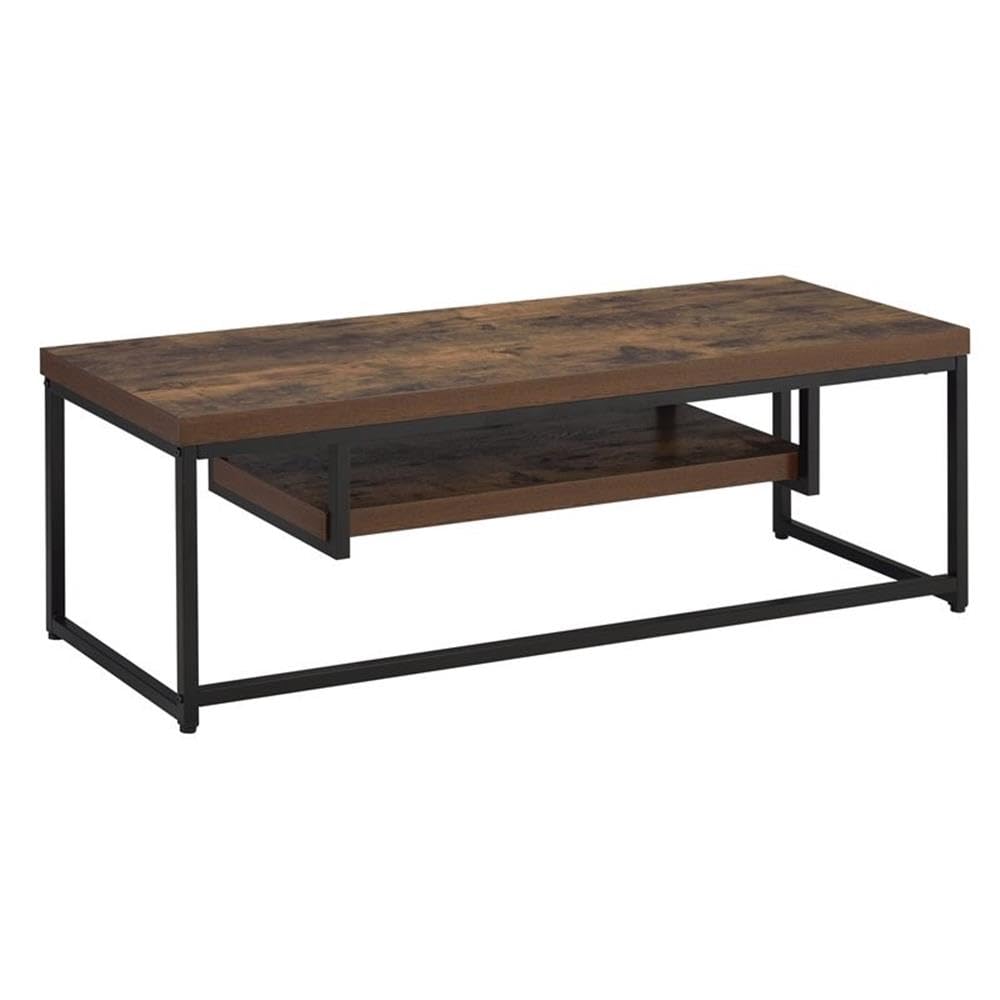 Acme Bob Rectangular Wooden TV Stand with Shelf - Weathered Oak & Black Finish - Modern Entertainment Center for Living Room, Bedroom & Home Theater