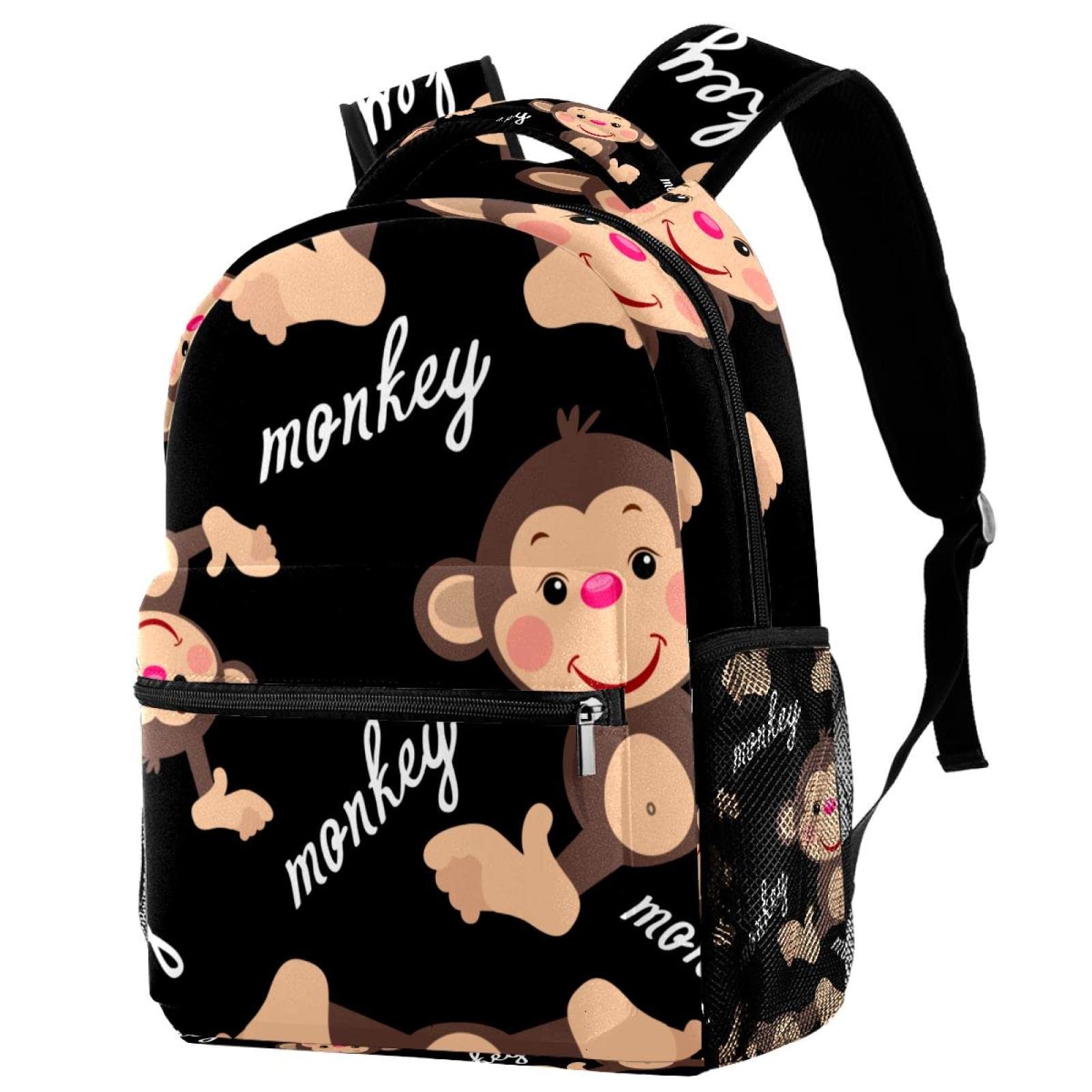 Ameolone Cute Monkey Print School Backpack for Teens - Lightweight Travel Backpack for Boys & Girls, Men & Women (11.5x8x16 inches) - Perfect for School, College, Travel & Daily Commute
