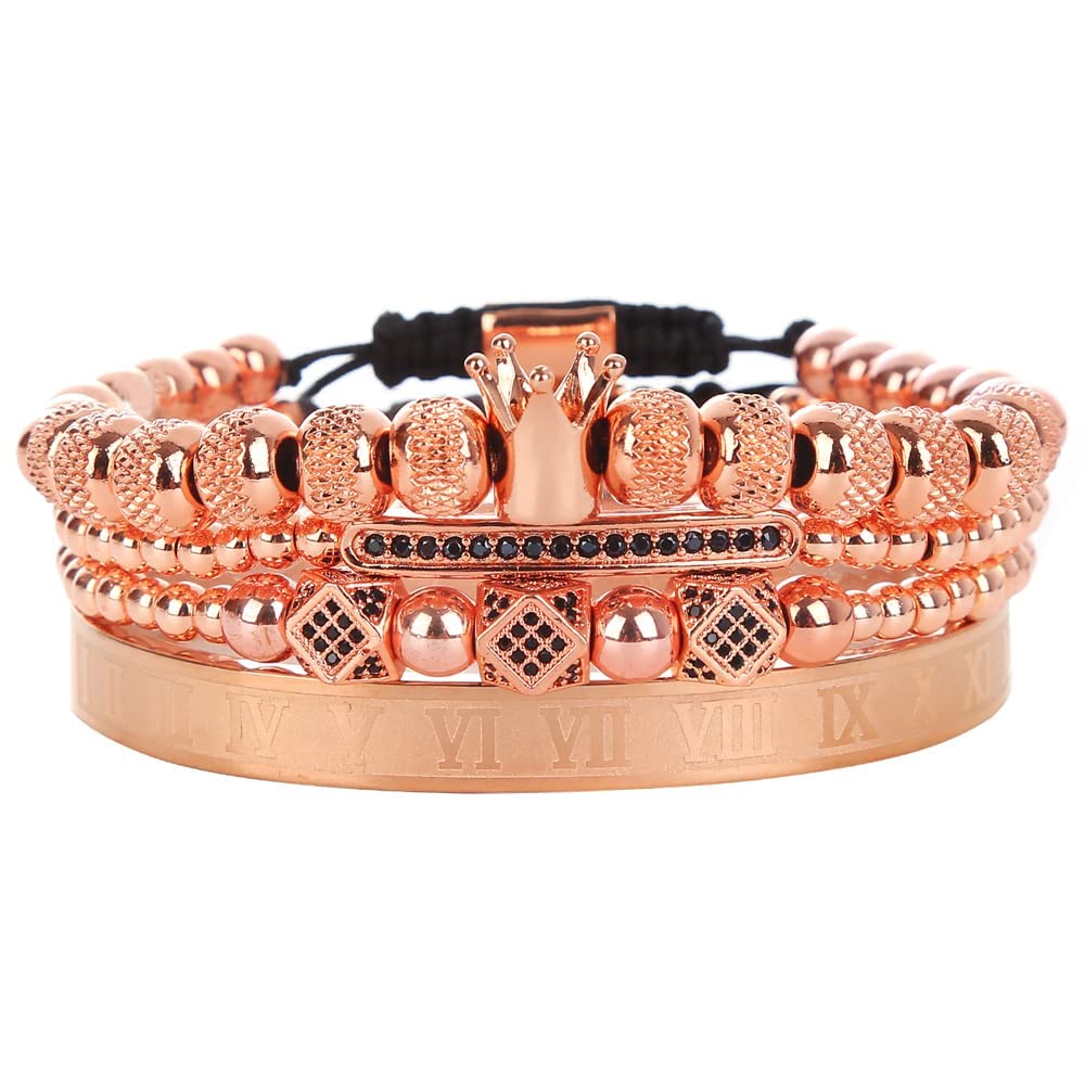 HYHONEY Men's Beaded Bracelet - Stainless Steel Micro Pave Zircon Cuff Bangle for Men & Women - Perfect for Casual Wear, Gifts & Special Occasions