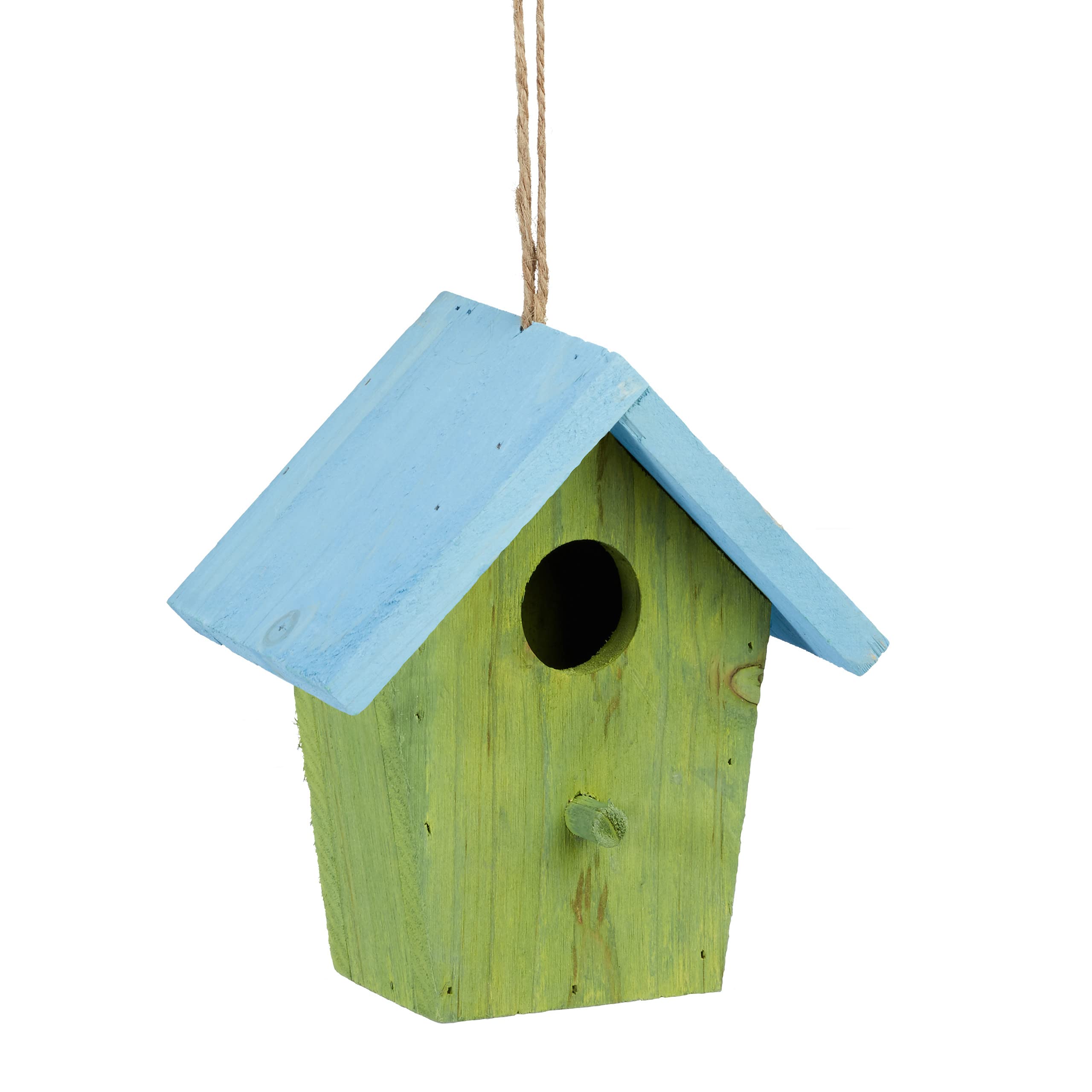 Vibrant Wooden Bird House - Small Hanging Bird Feeder with Spring Decor (16x15x8cm) - Perfect for Garden, Patio & Backyard Bird Watching