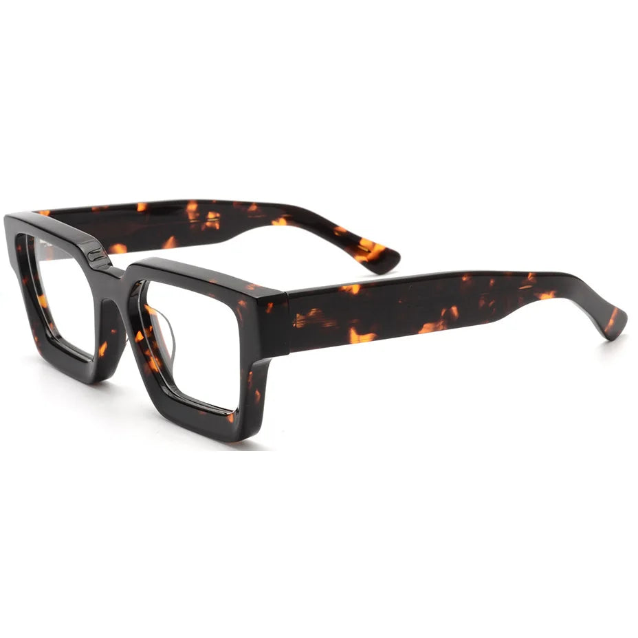 Brightzone Unisex Full Rim Square Thick Acetate Eyeglasses 5437 - Stylish & Durable Frames for Men & Women - Perfect for Reading, Work & Fashion Accessories