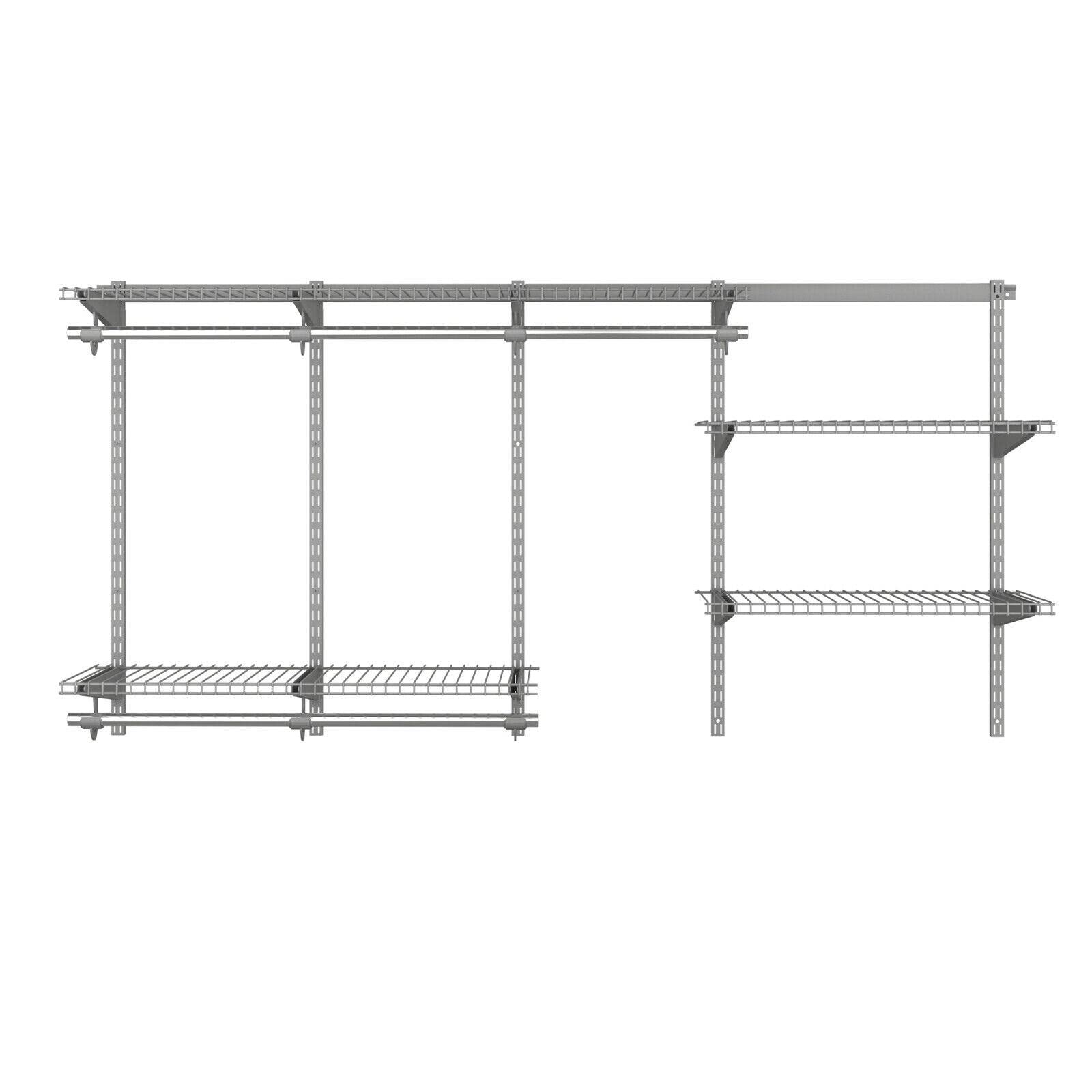 Custom Closet Organizer Kit 3 to 6 FT - Wall Mounted Closet System with Hanging Rod & Shelves - Grey Padro Closet Storage Solution for Home Organization - Perfect for Bedrooms, Walk-in Closets & Small Spaces