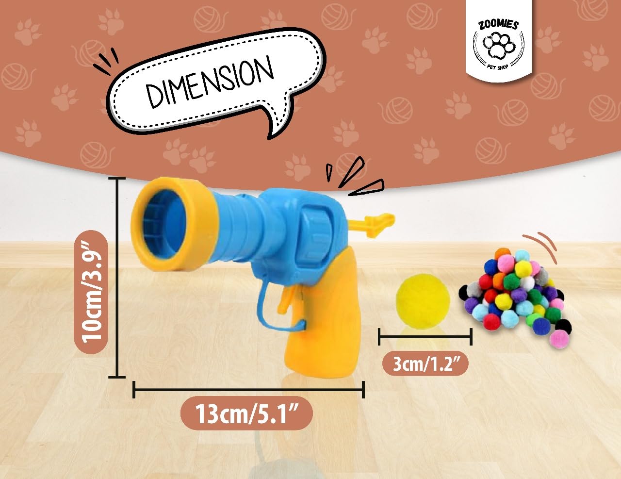Interactive Cat Toys for Indoor Cats - 1pc Cat Toy Gun, 100 Pom Pom Balls & 3 Bouncing Balls | Automatic Ball Launcher for Fun & Exercise - Perfect for Playtime, Training & Keeping Cats Active at Home
