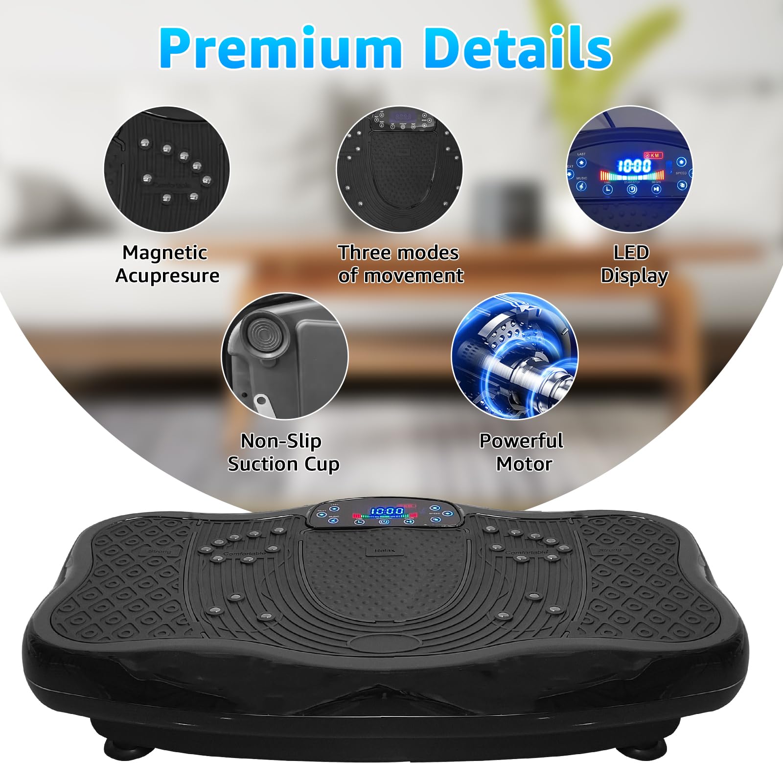 XXL 330 LBS Capacity Vibration Plate Exercise Machine - 120 Levels Whole Body Workout Platform with Resistance Bands - Home Gym Equipment for Weight Loss, Muscle Toning & Recovery - Perfect for Home Fitness, Physical Therapy & Senior Exercise (Black)