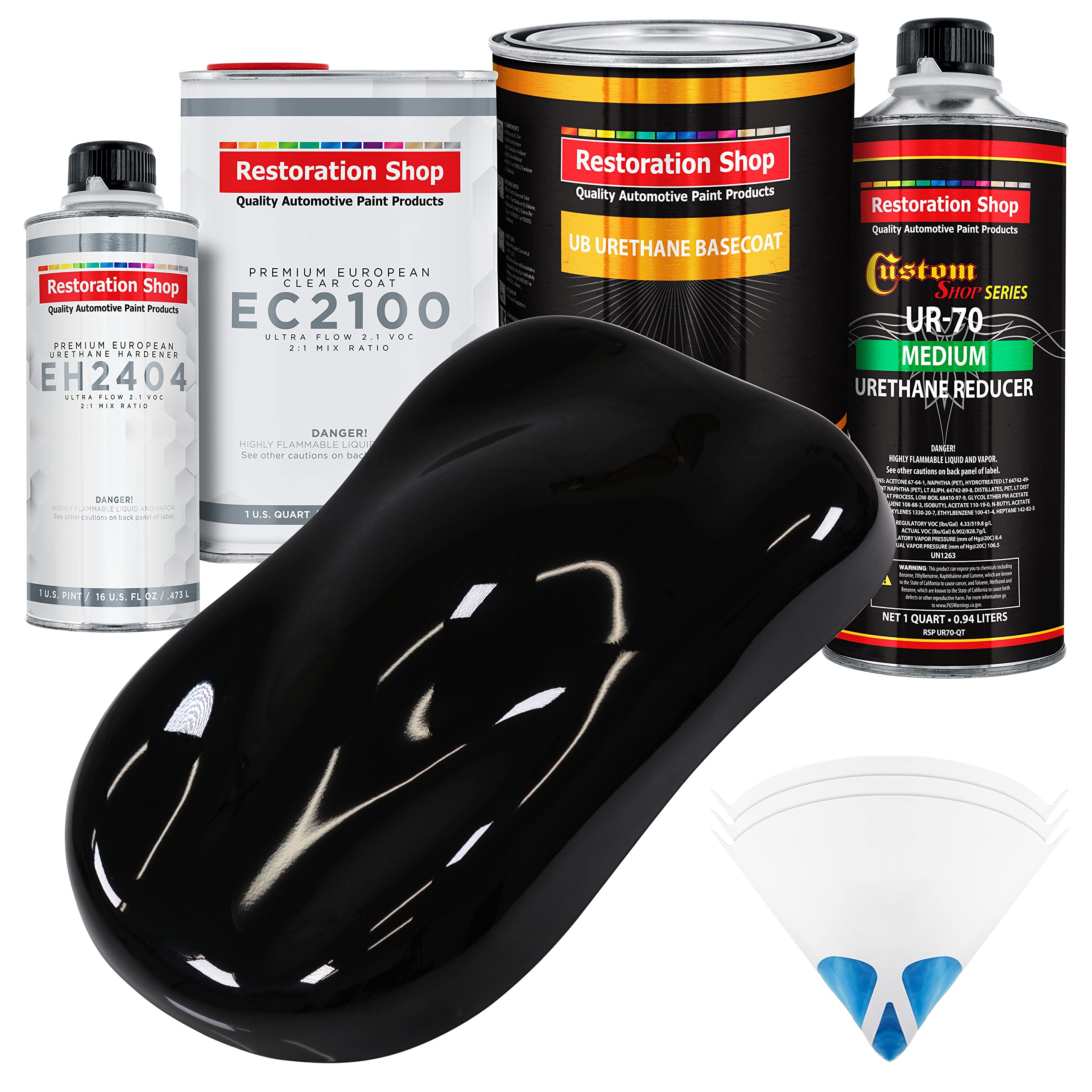 Restoration Shop - Boulevard Black Urethane Basecoat with European Clearcoat Auto Paint Kit (1 Quart) - High Gloss Automotive Refinish Coating for Cars, Trucks & Motorcycles - Perfect for DIY Restoration & Professional Body Shop Repairs