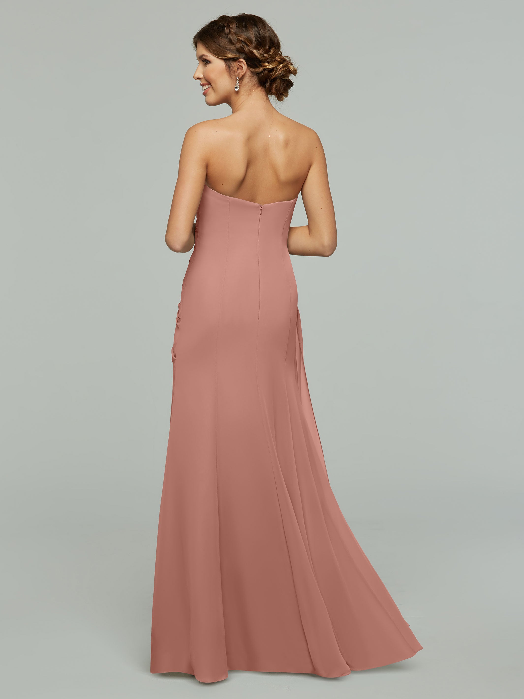 80028 1 Strapless Sweetheart Chiffon Bridesmaid Dress With Ruching - Elegant Formal Gown for Weddings, Prom & Special Occasions