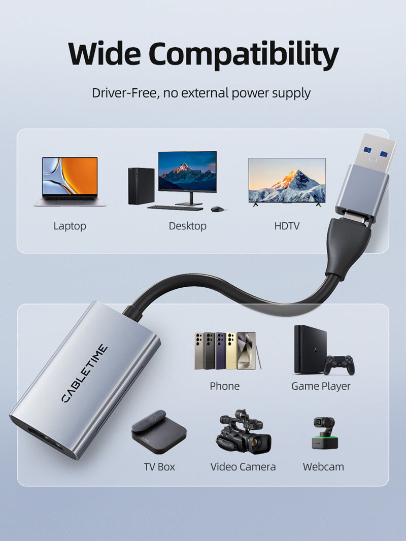 HDMI to USB/USB C Video Capture Card 1080P for Nintendo Switch, PS4, Xbox - Live Streaming & Game Recording Device for Twitch, YouTube - Perfect for Gamers & Content Creators
