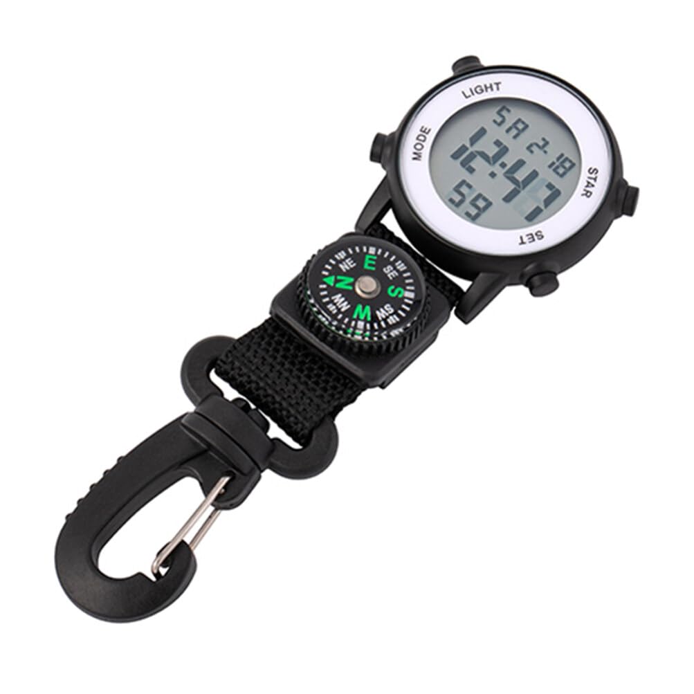 Gatuida Digital Carabiner Watch - Clip On Keychain Watch with LED Display, Multipurpose Outdoor Hanging Watch for Hiking, Camping, Backpacking & Travel Accessories
