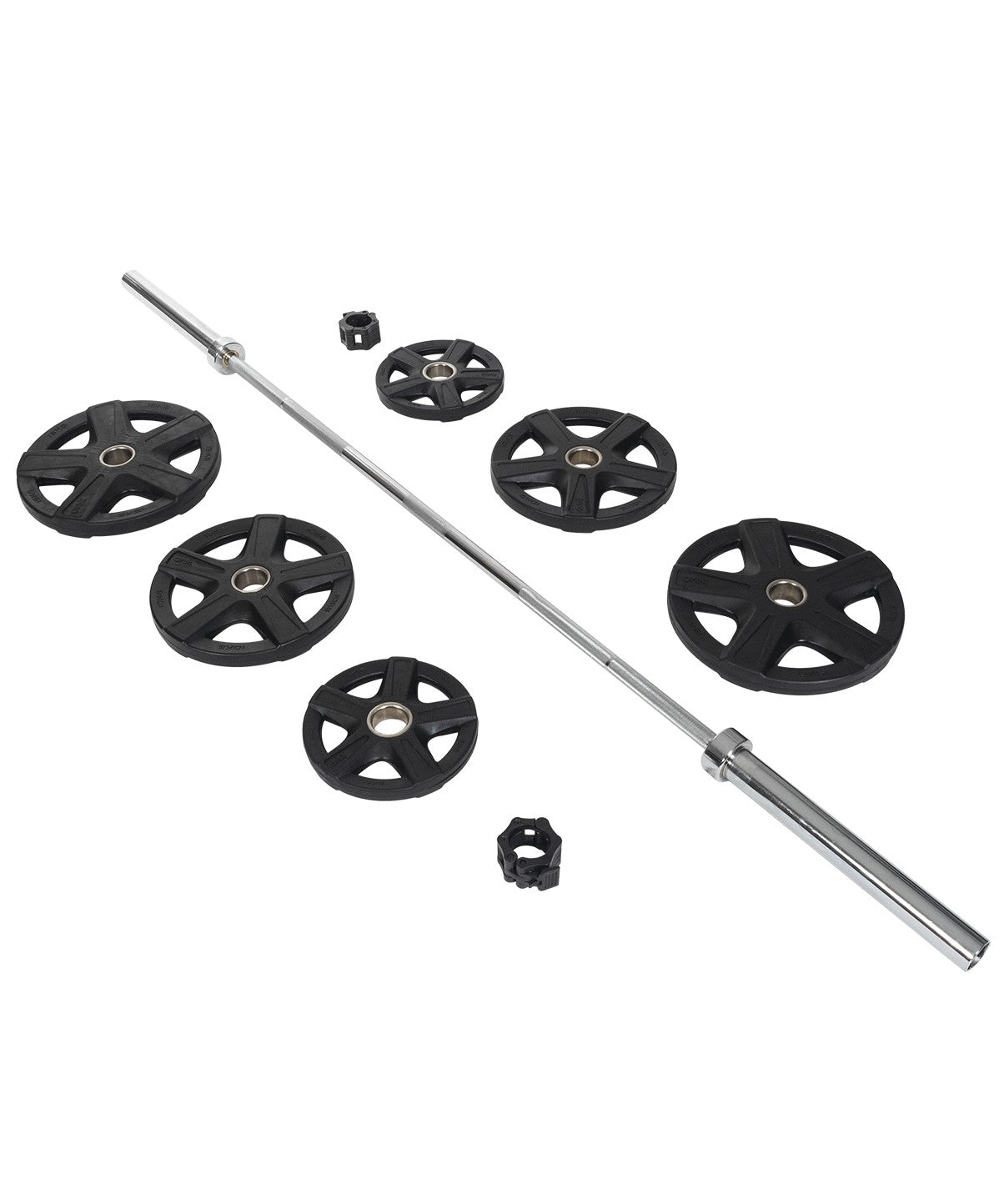 70kg Olympic Weight Set with Rubber Coating - Durable Home Gym Equipment for Strength Training & CrossFit Workouts