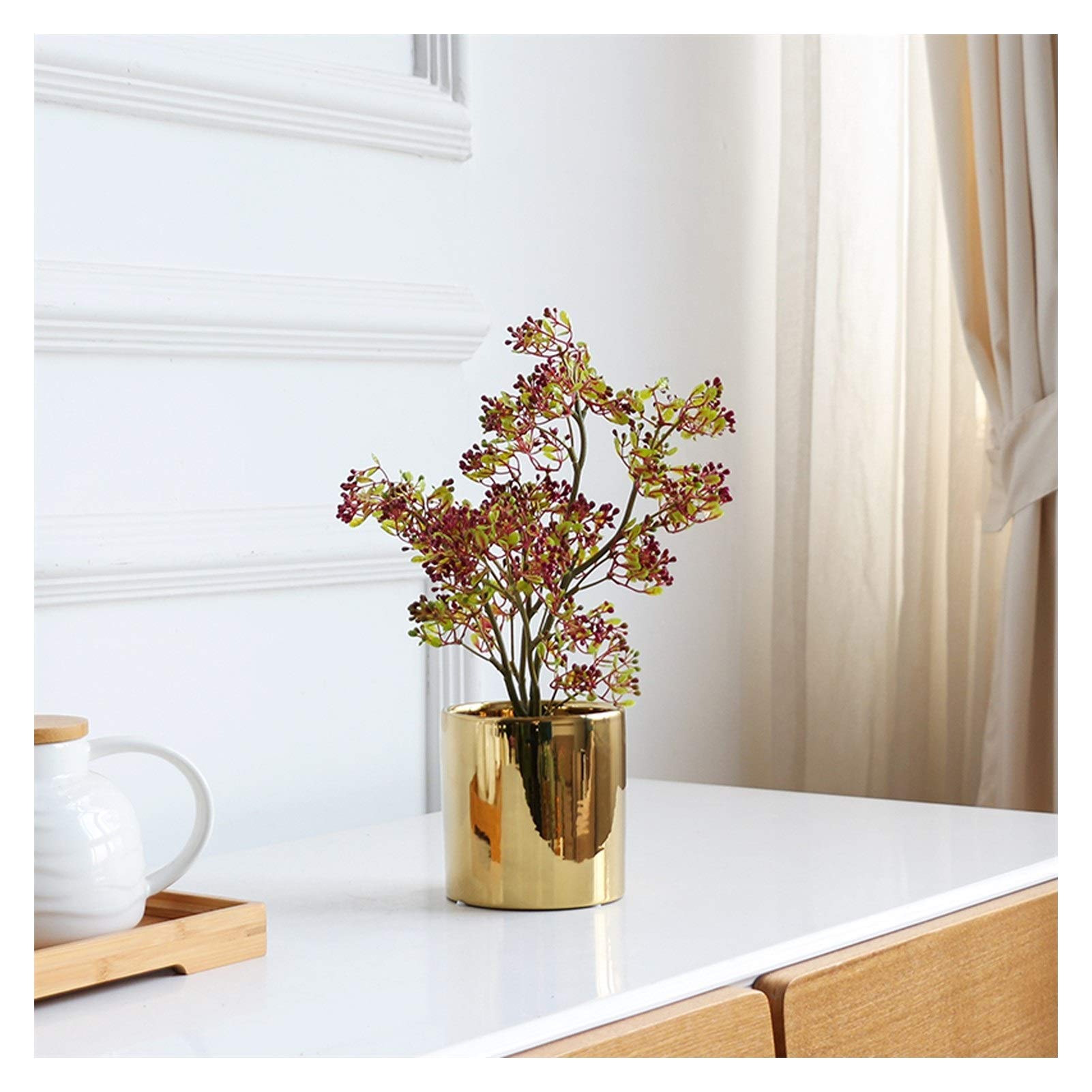 Artificial Potted Pistachio Tree - Mini Faux Indoor Plants in Decorative Pot for Home & Office Decor - Perfect for Living Room, Bedroom, and Workspace Greenery
