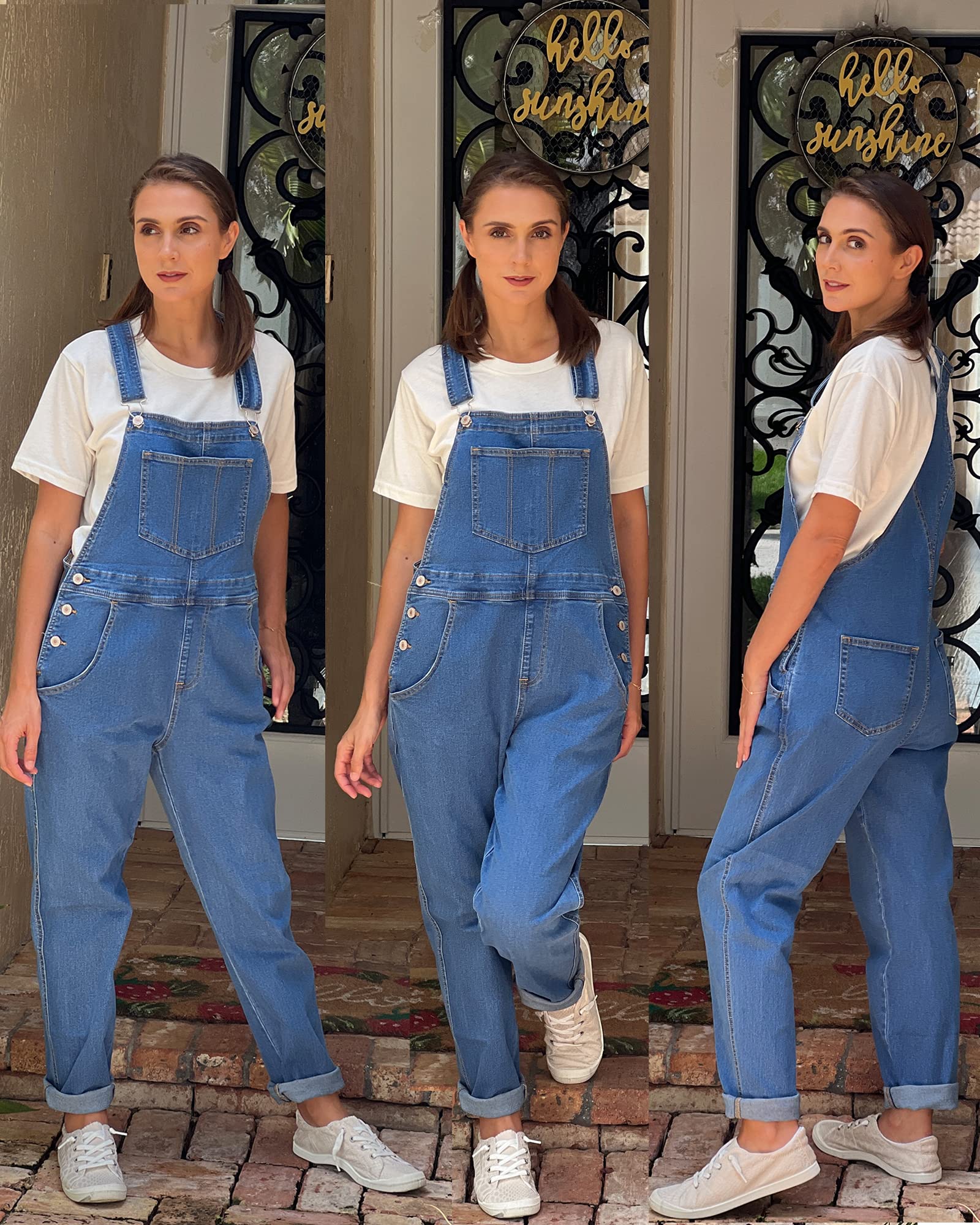Luvamia Women's Casual Stretch Adjustable Denim Bib Overalls - High Waist Jeans Pants Jumpsuit for Women - Perfect for Work, Outdoor Activities & Everyday Wear