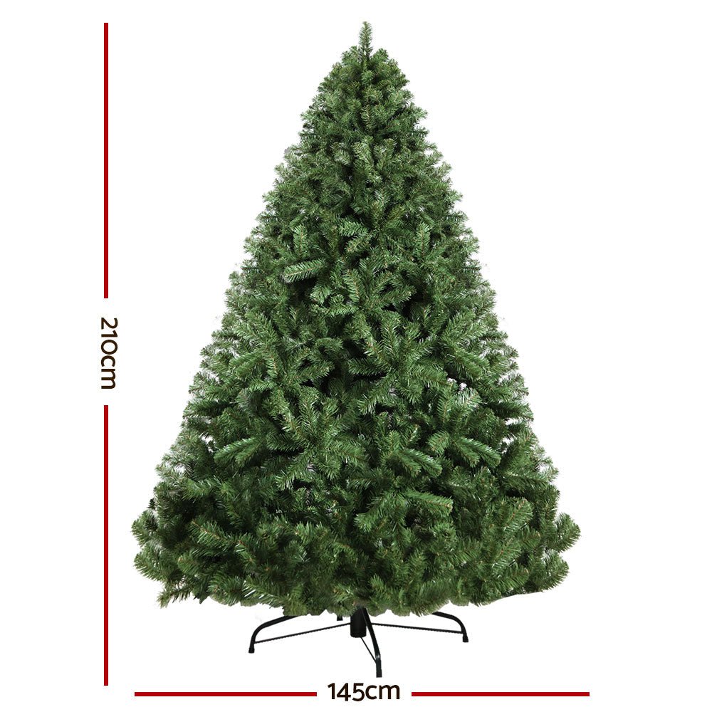 2.1M Premium Artificial Christmas Tree with 1250 Tips - Realistic Green Xmas Tree Decorations for Home, Office, and Holiday Parties
