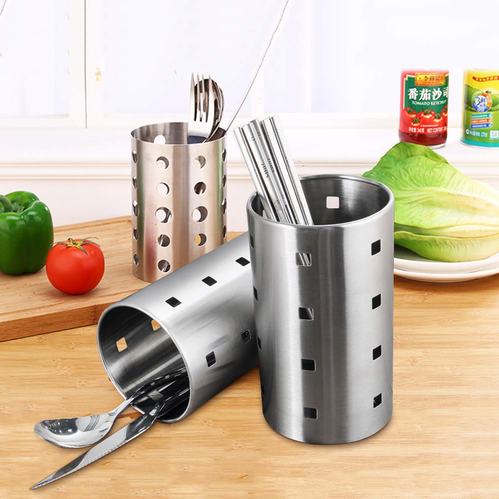 Stainless Steel Cutlery Storage Rack - Thickened Kitchen Utensil Holder for Chopsticks, Spoons, Knives & Forks | Drying Basket & Drainer Organizer | Perfect for Kitchen Countertop, Dining Table & Dish Rack Organization